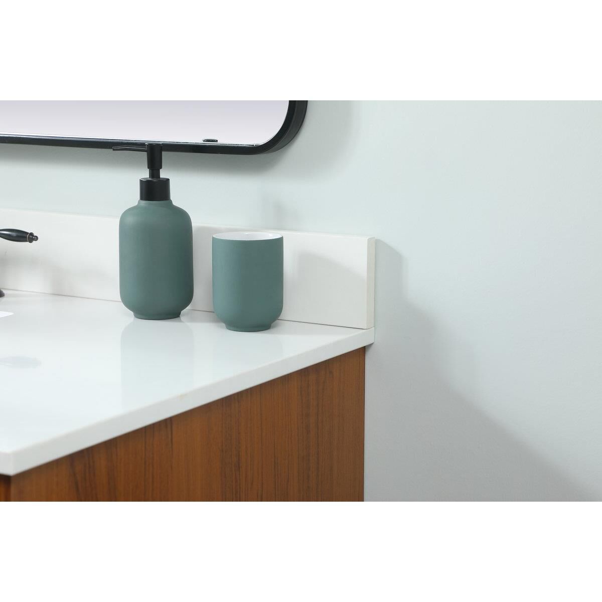 Shown in Teak finish and Backsplash accent