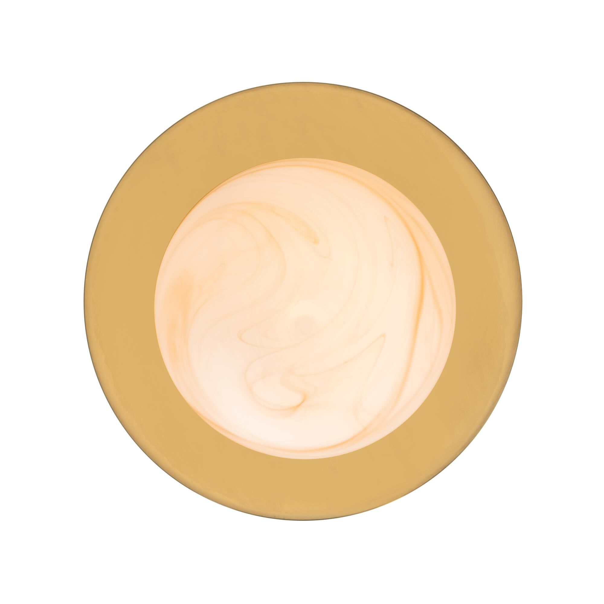 Shown in Legacy Brass finish and Etched Amber Swirl glass