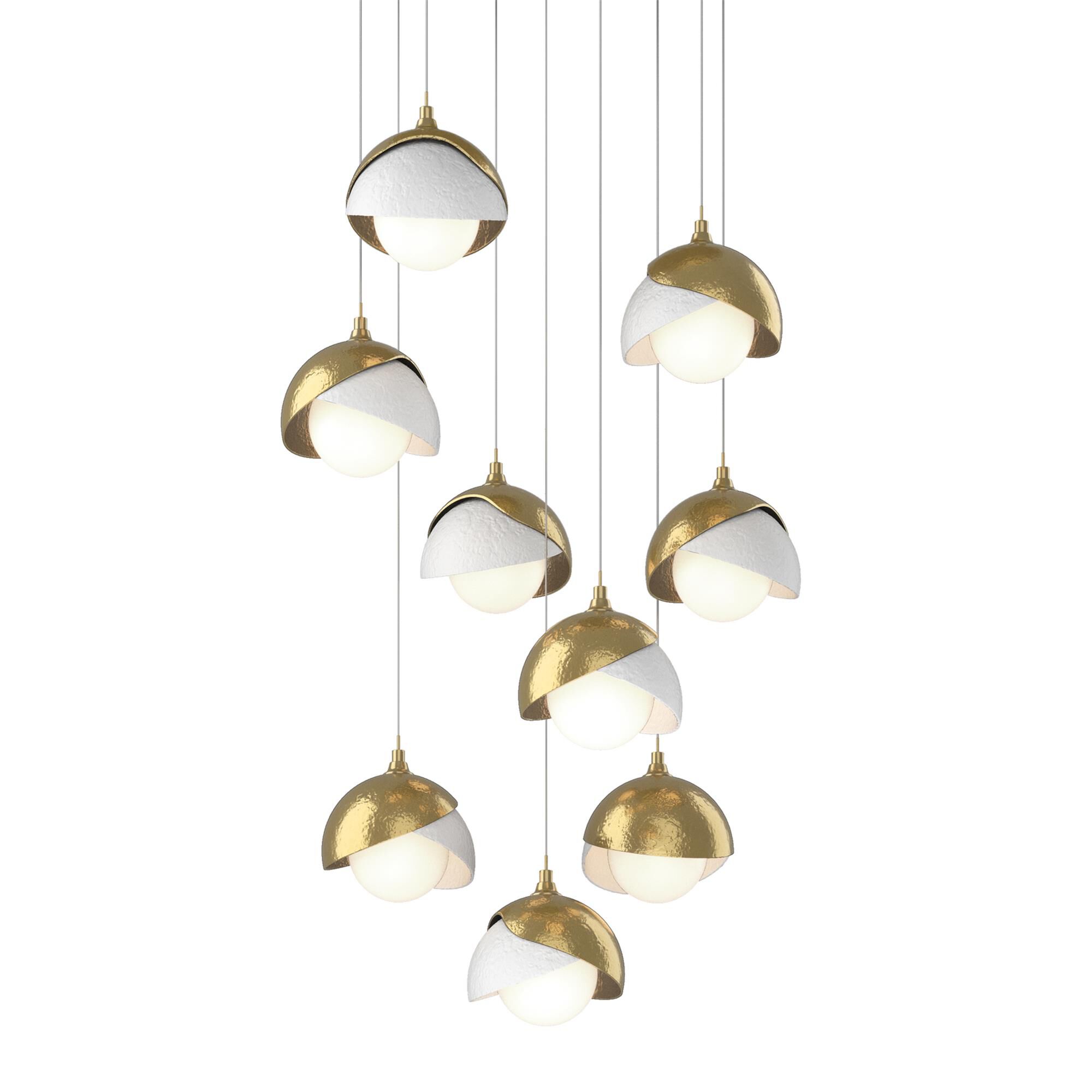 Shown in Modern Brass finish and Opal glass