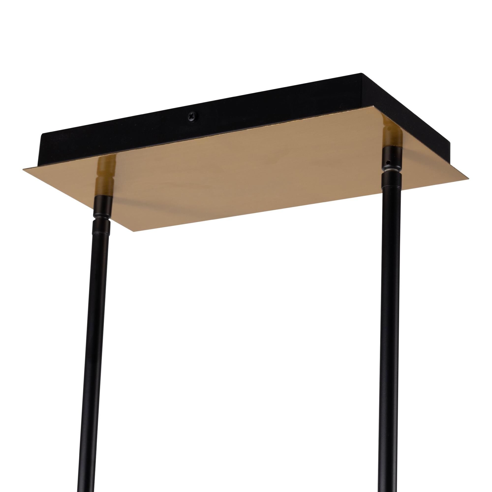 Shown in Matte Black & Brass finish and Glass shade