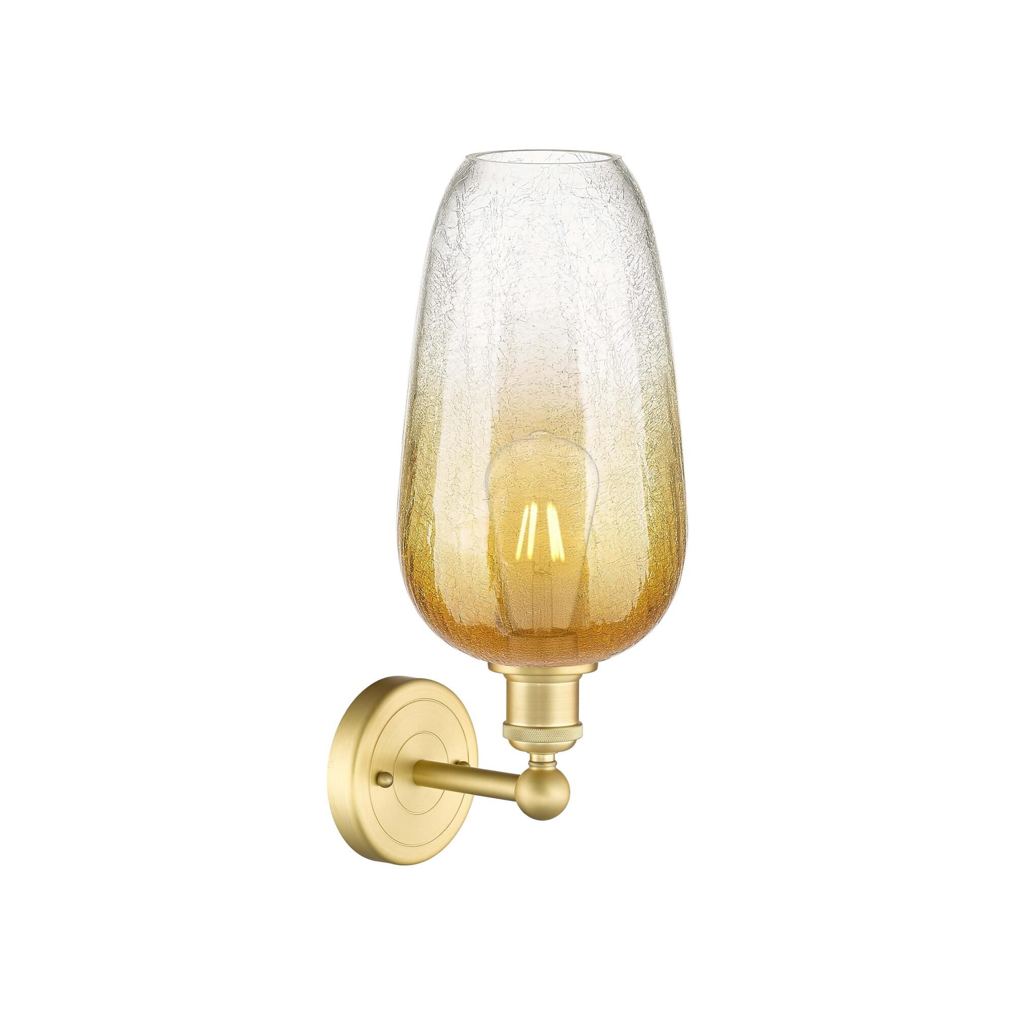 Shown in Satin Gold finish and Amber glass