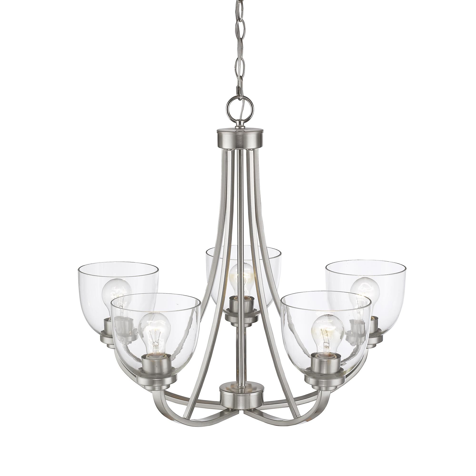 Shown in Brushed Nickel finish and Glass shade
