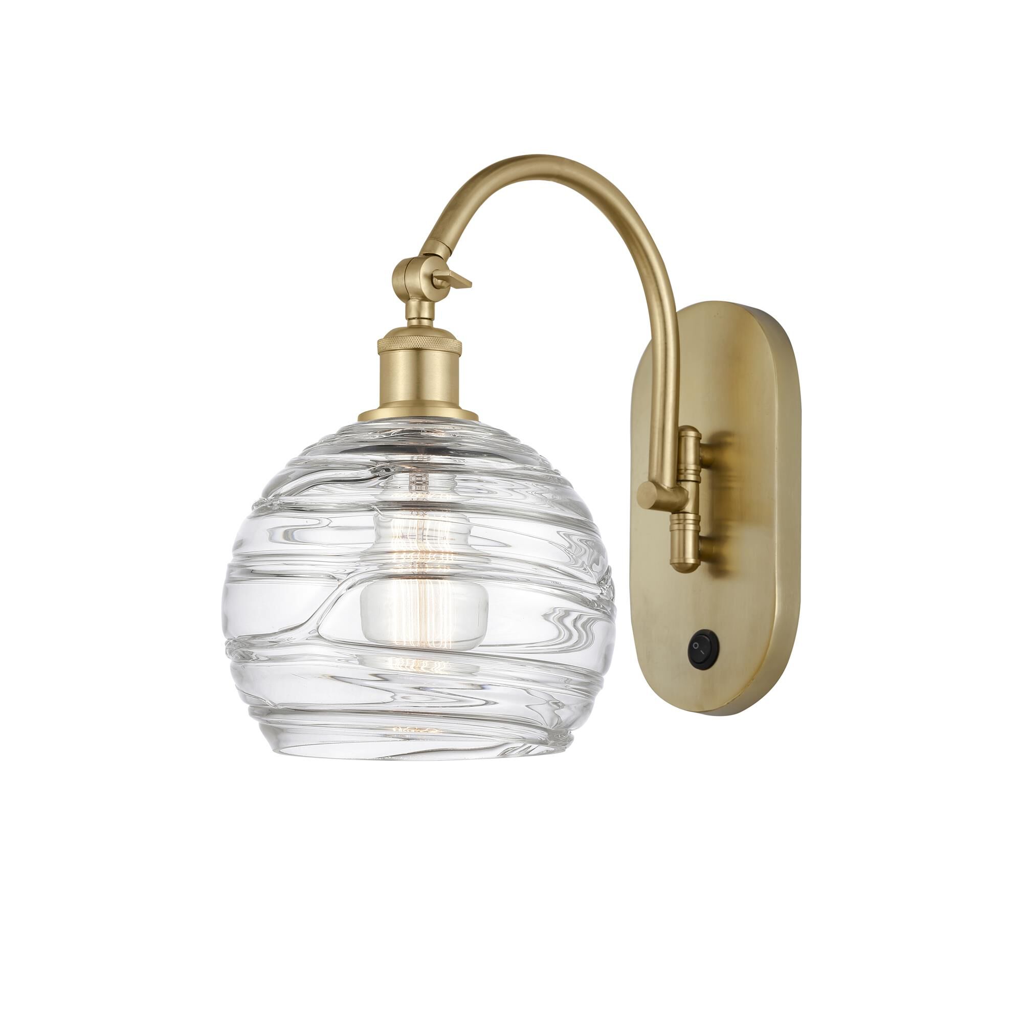 Shown in Satin Gold finish and Clear glass