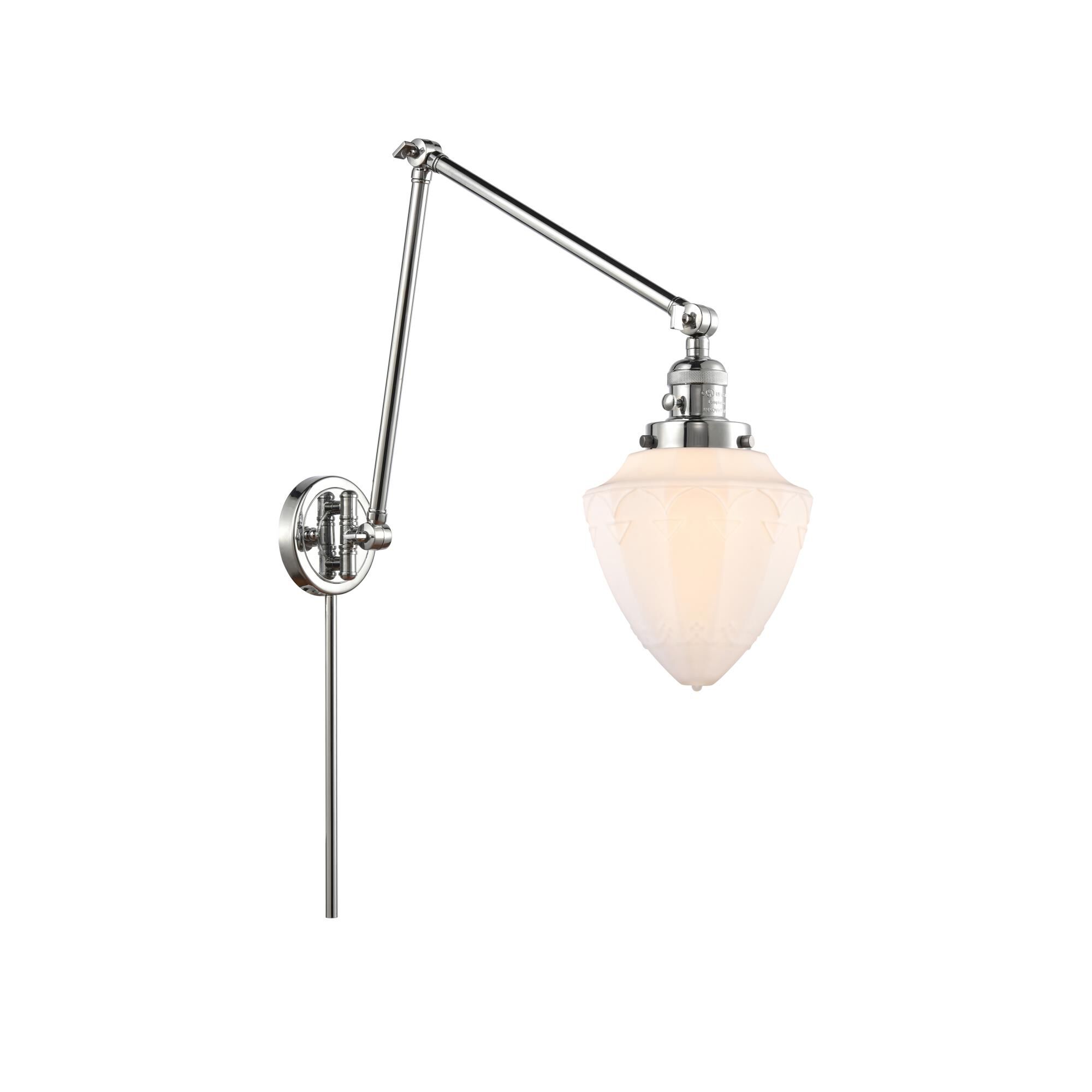 Shown in Polished Chrome finish and Matte White Cased Small Bullet glass