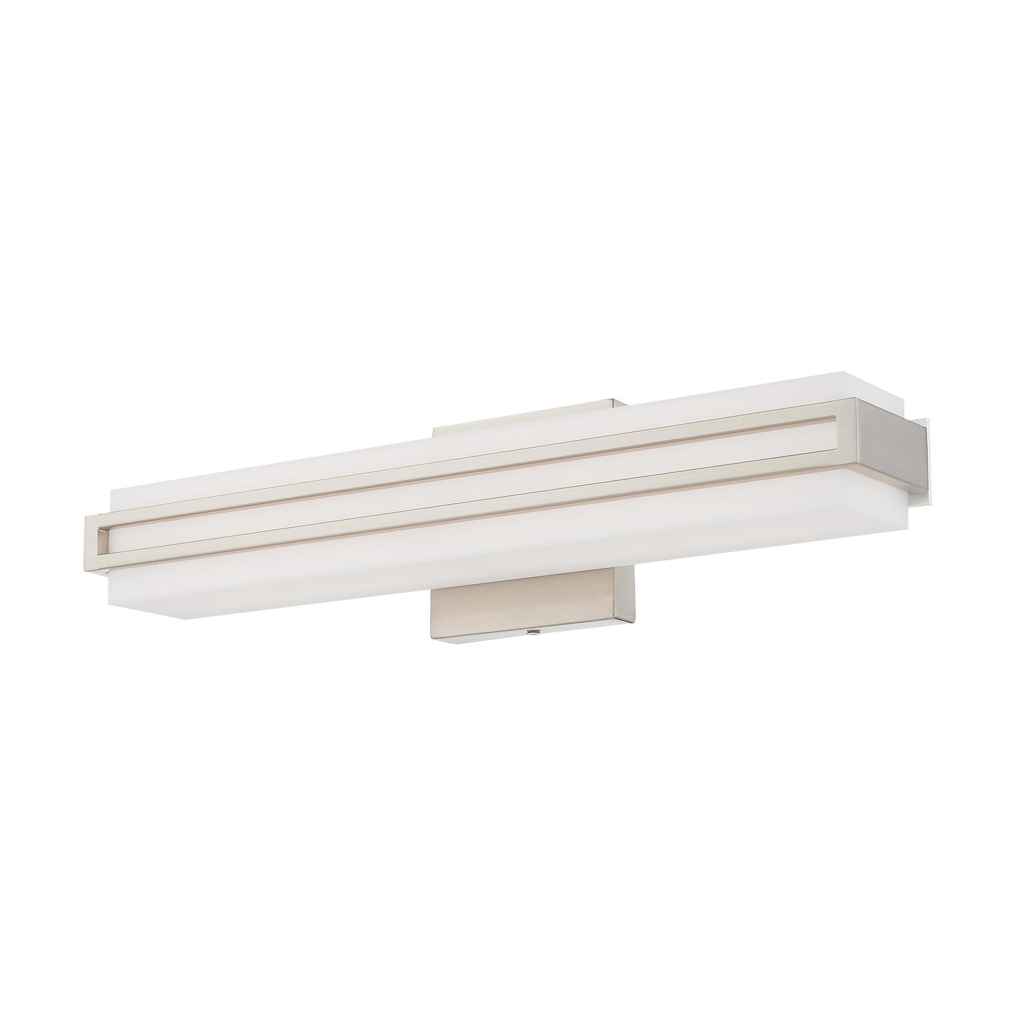 Shown in Brushed Nickel finish and Satin White Acrylic shade