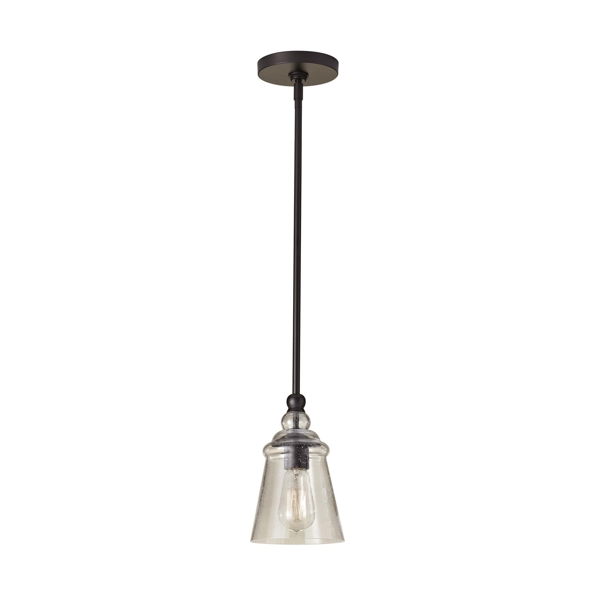Shown in Oil Rubbed Bronze finish and Clear Seeded glass