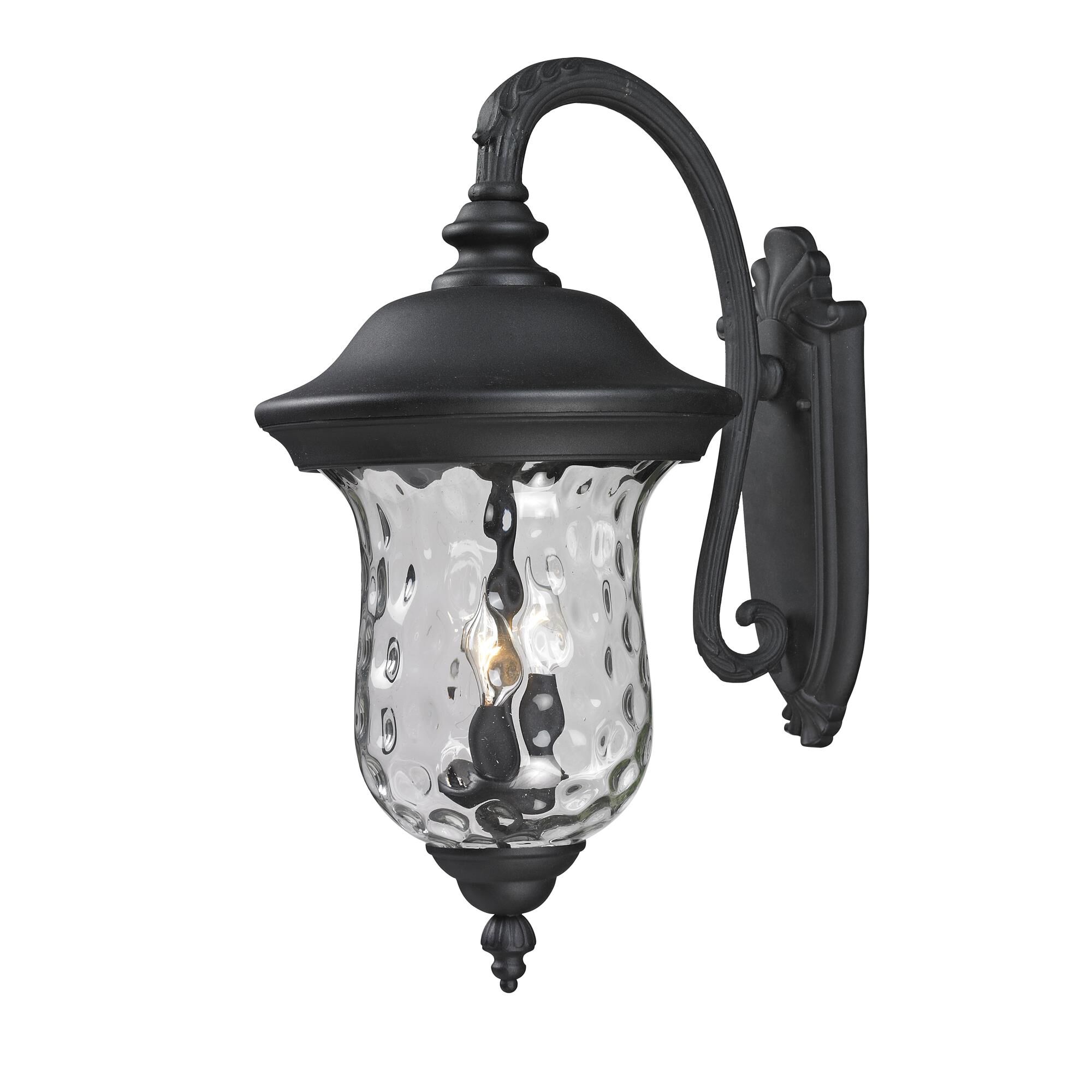 Shown in Black finish and Glass shade