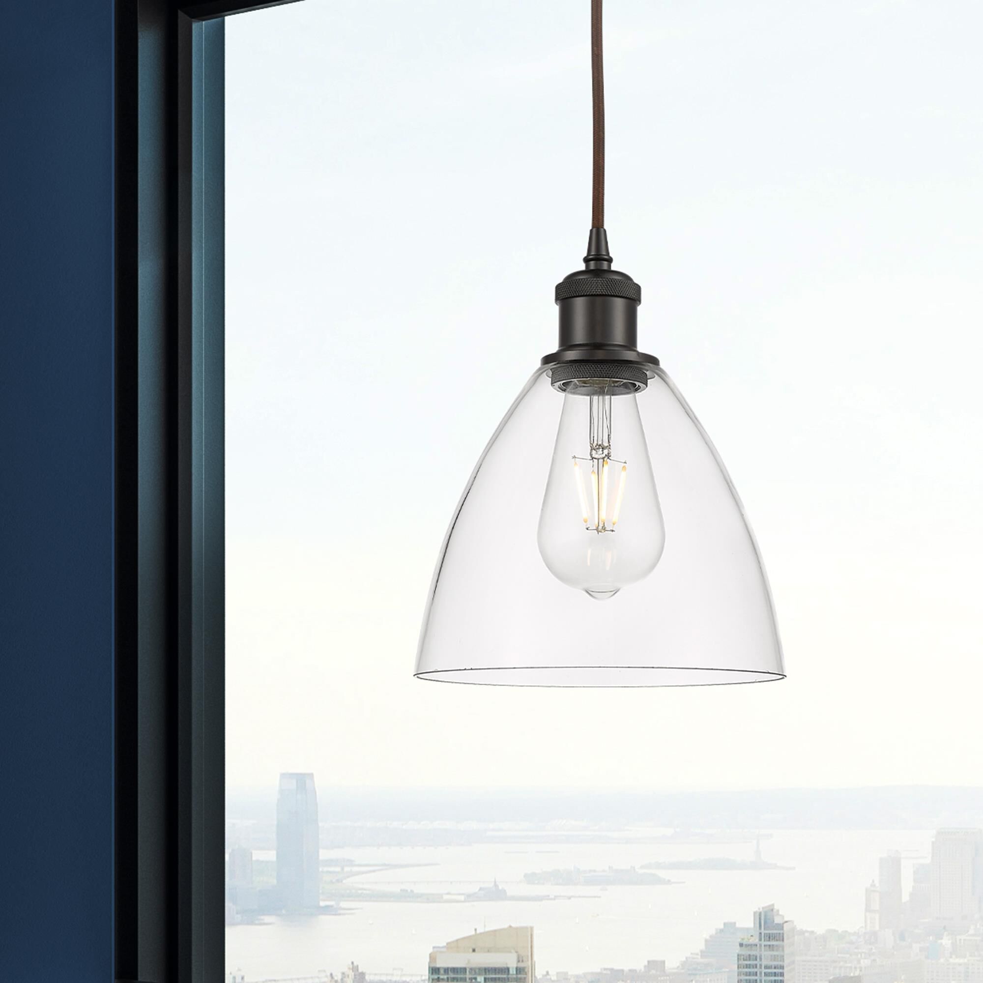 Shown in Oil Rubbed Bronze finish and Cased Matte White glass
