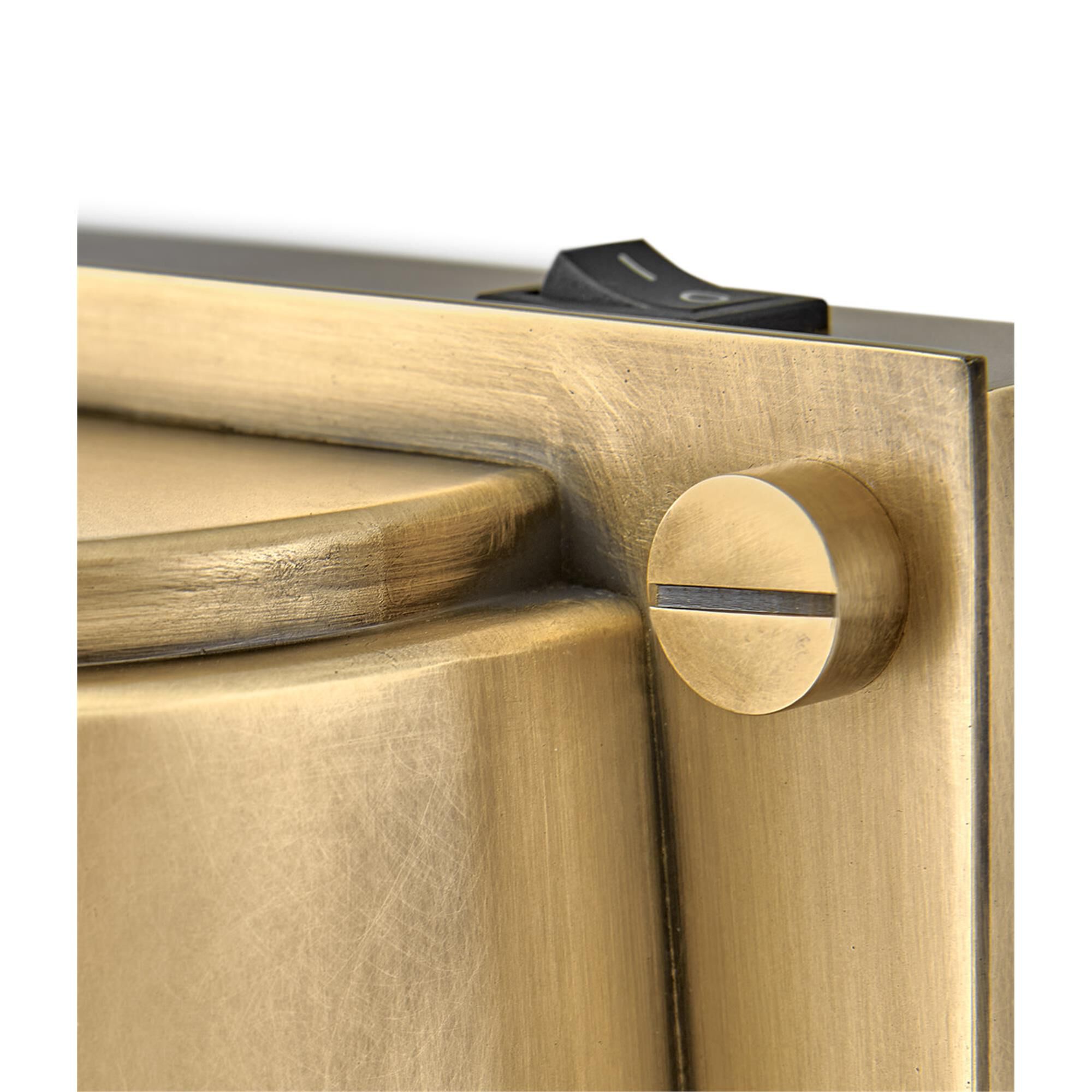 Shown in Heritage Brass finish and Etched glass