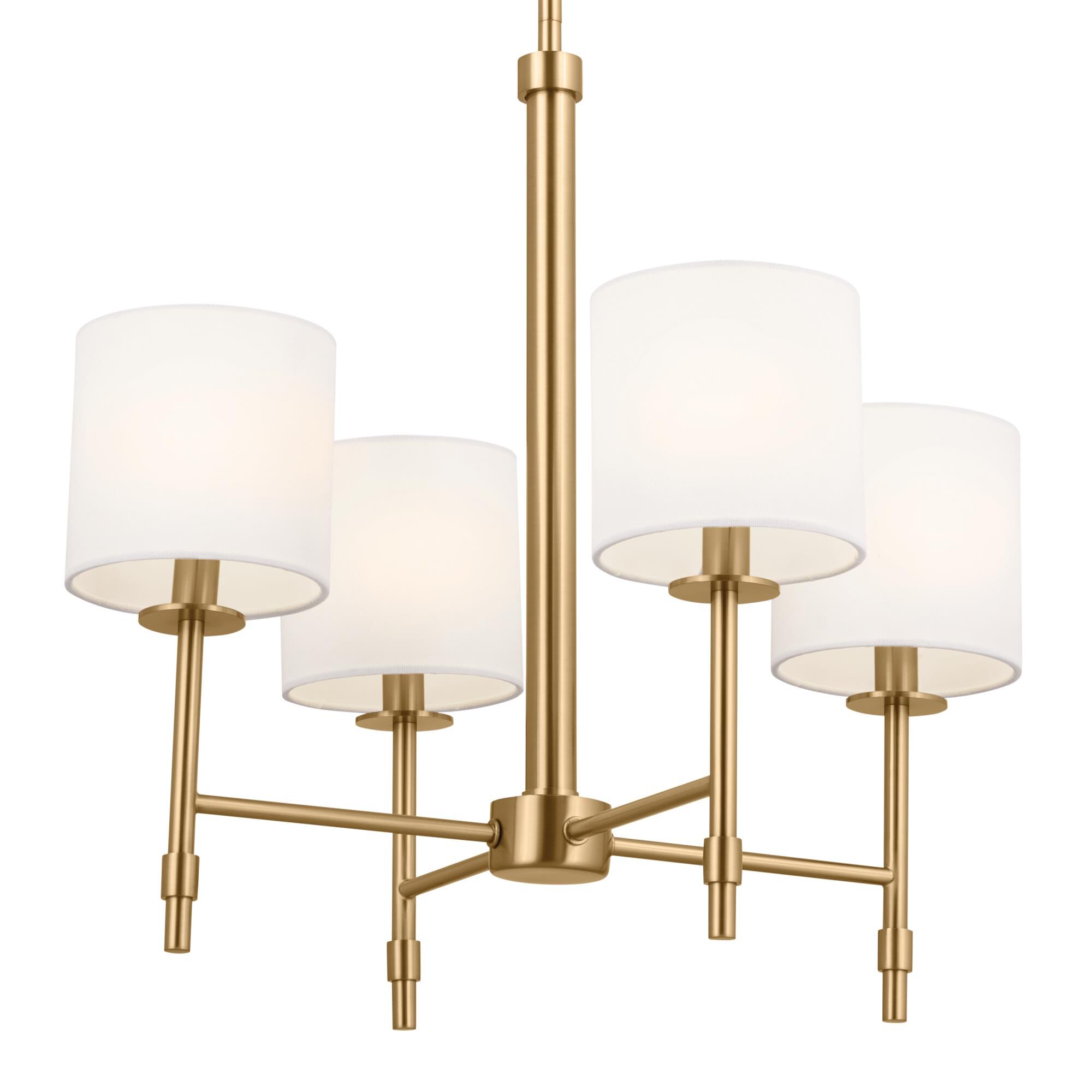 Shown in Brushed Natural Brass finish and Fabric and Drum shade