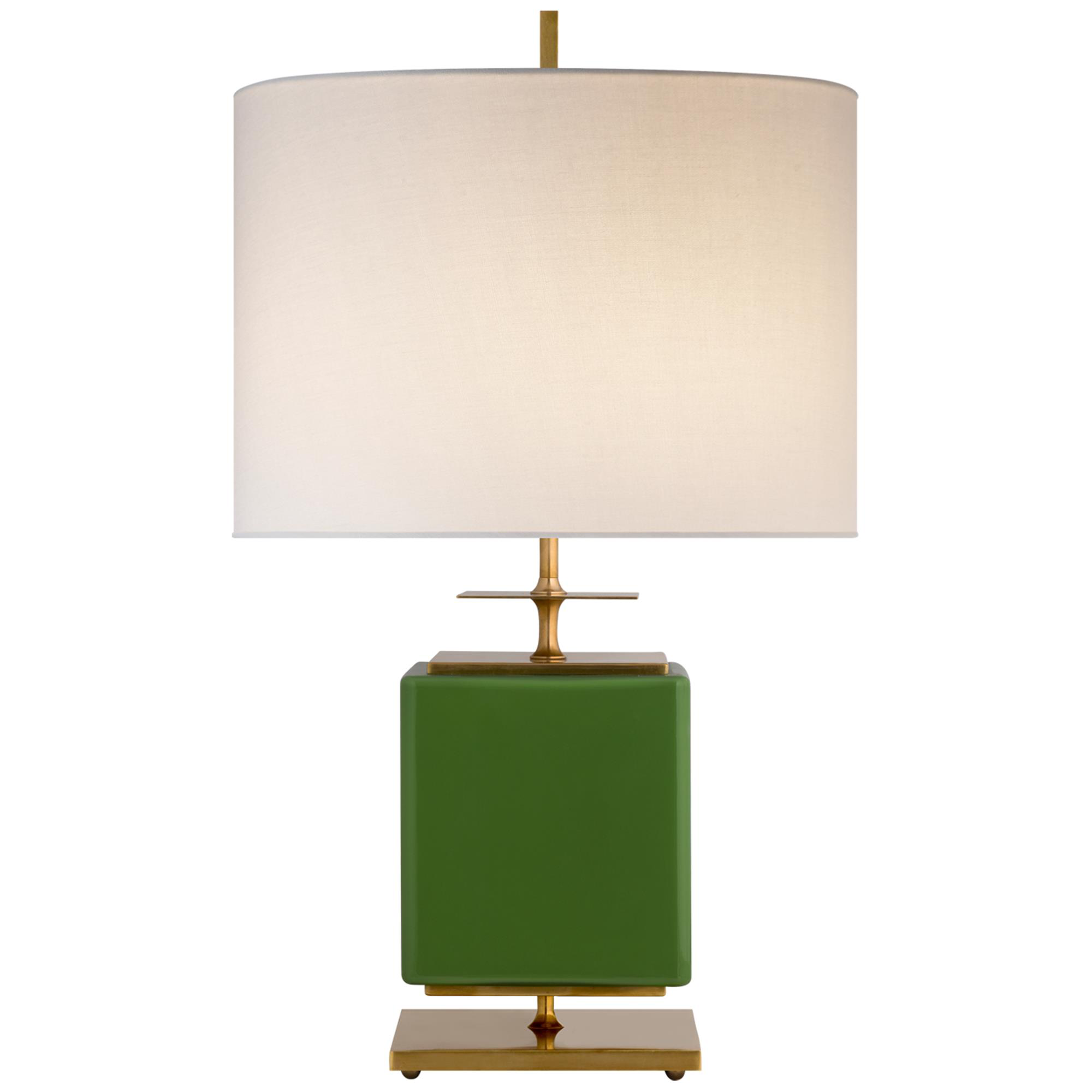 Shown in Green finish and Cream Linen shade