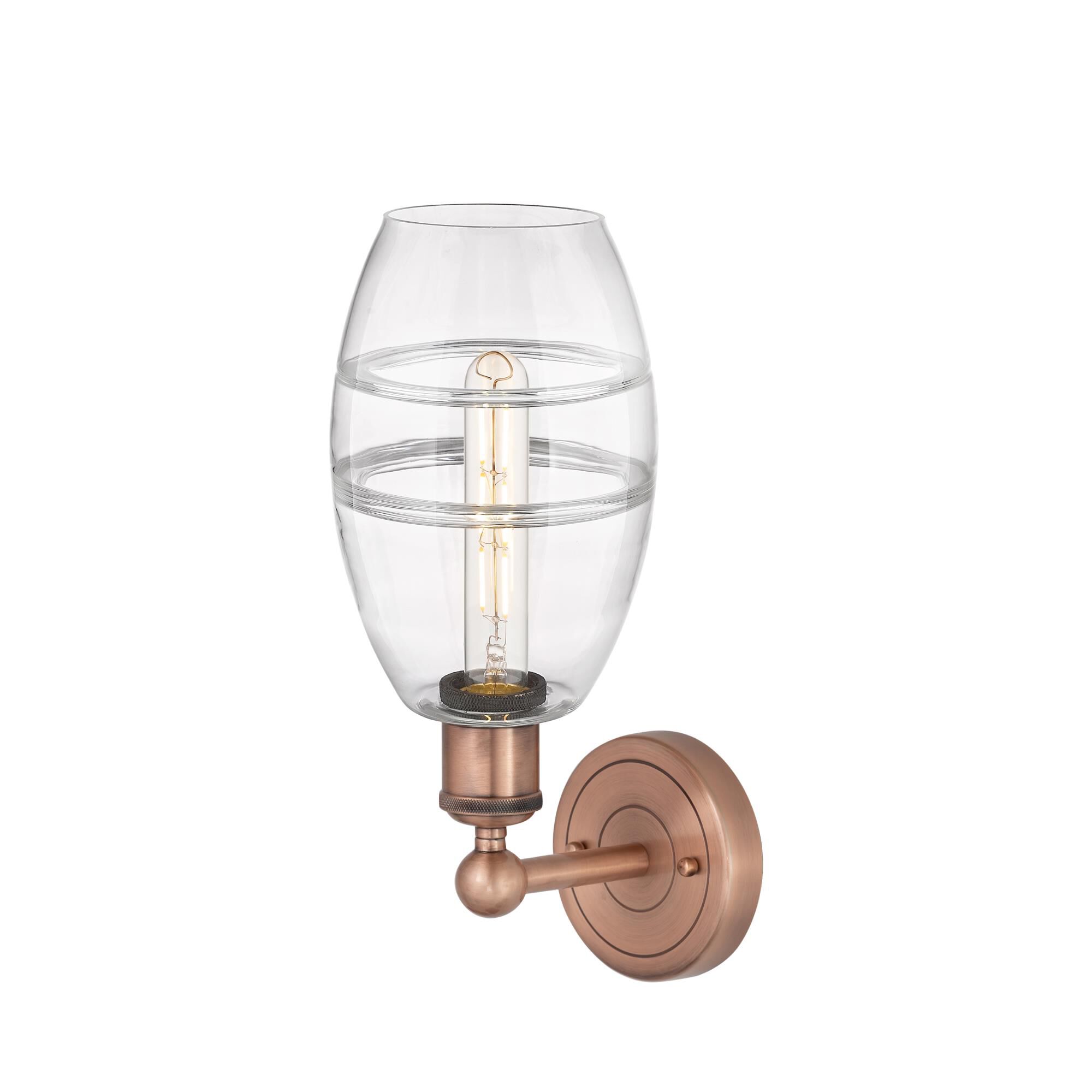 Shown in Antique Copper finish and Clear glass