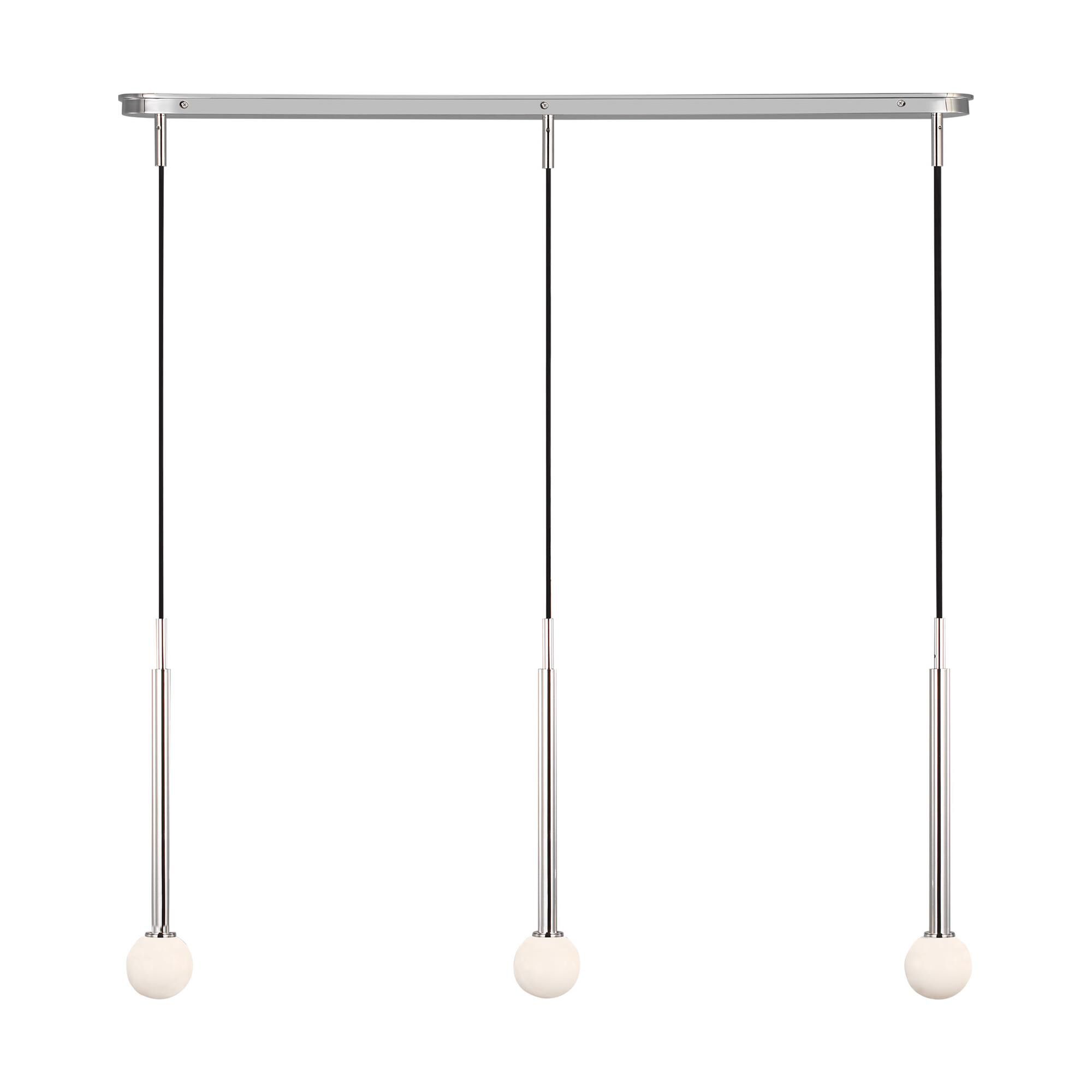 Shown in Polished Nickel finish and Milk glass