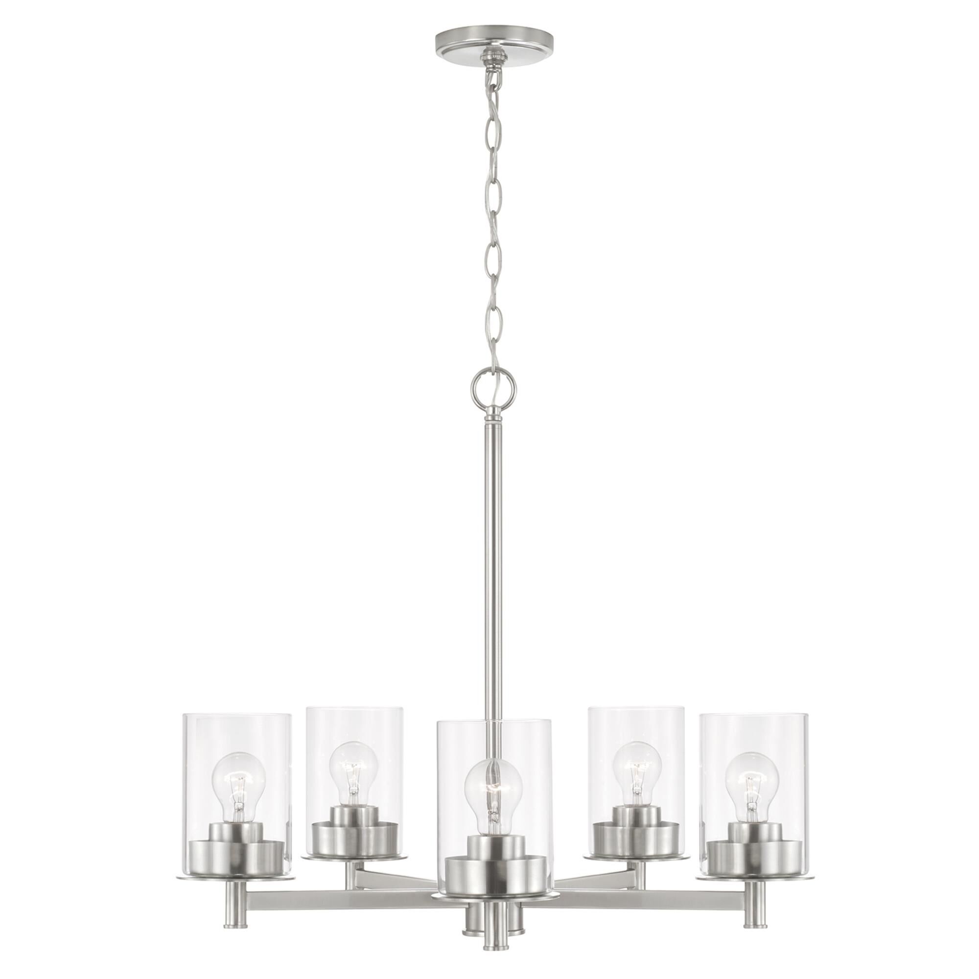 Shown in Brushed Nickel finish and Clear glass