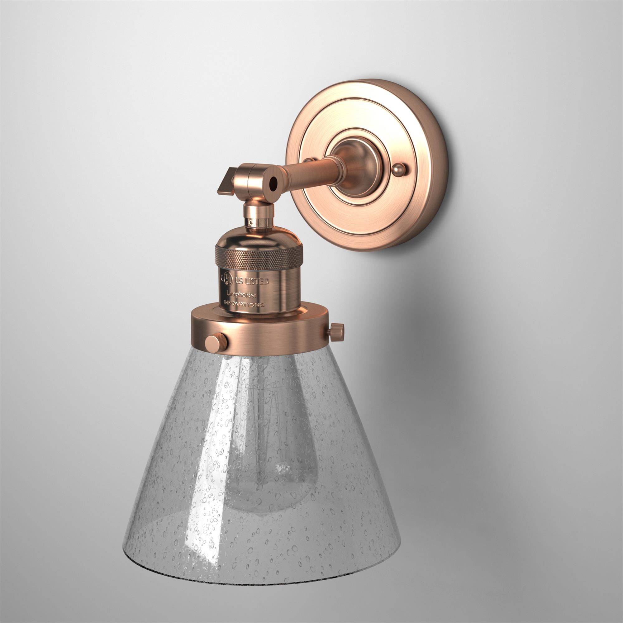 Shown in Antique Copper finish and Seedy glass