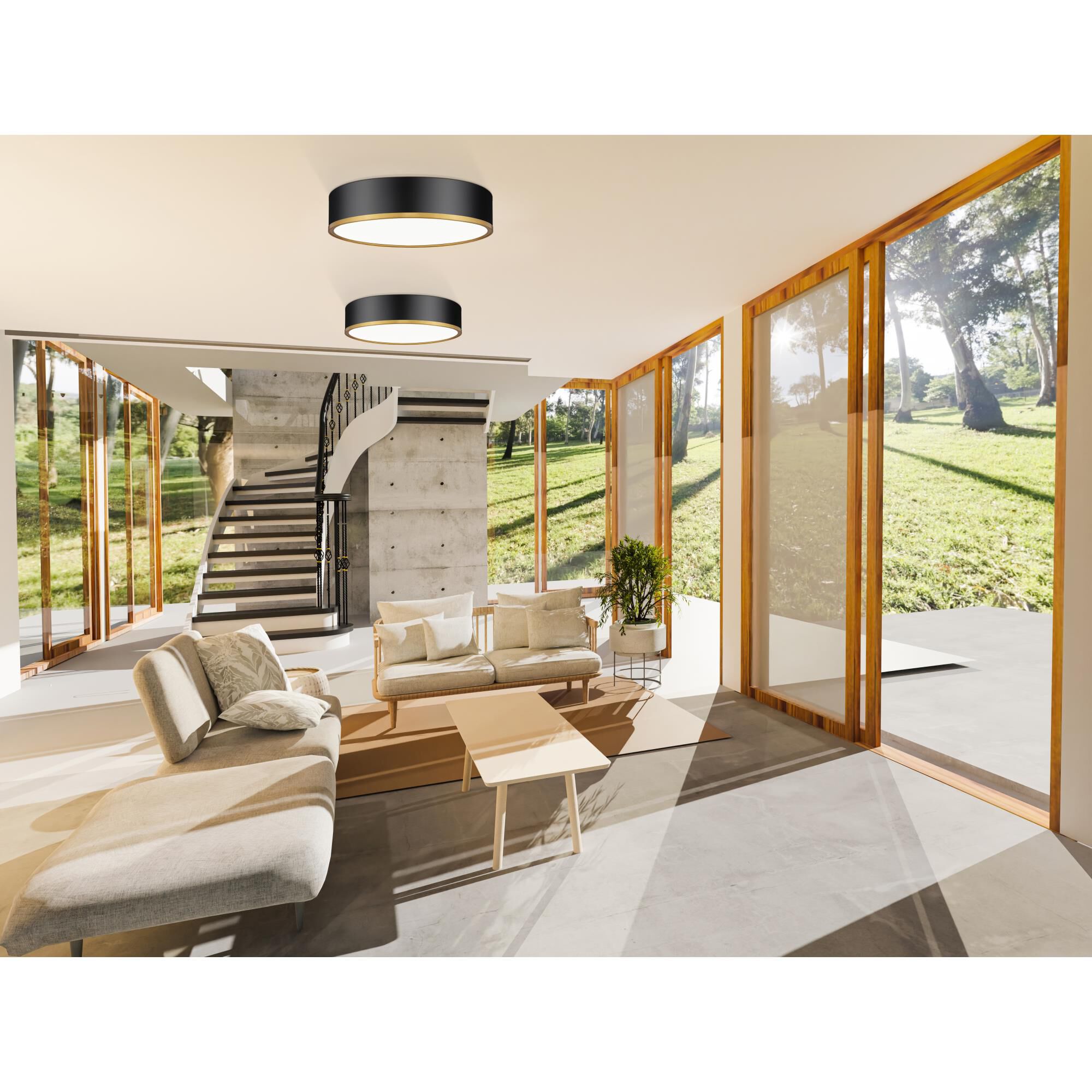 Shown in Matte White + Modern Gold finish and Frosted glass and Frosted shade