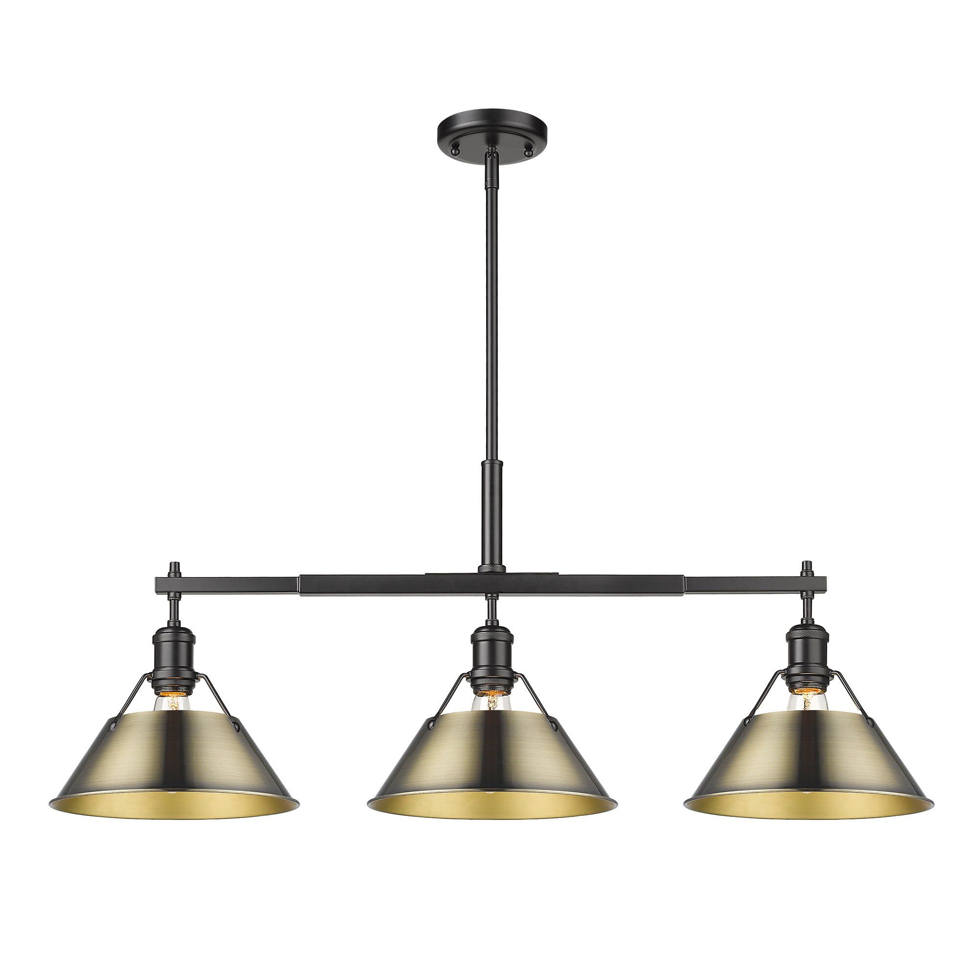 Shown in Matte Black finish and Without Glass glass and Aged Brass shade