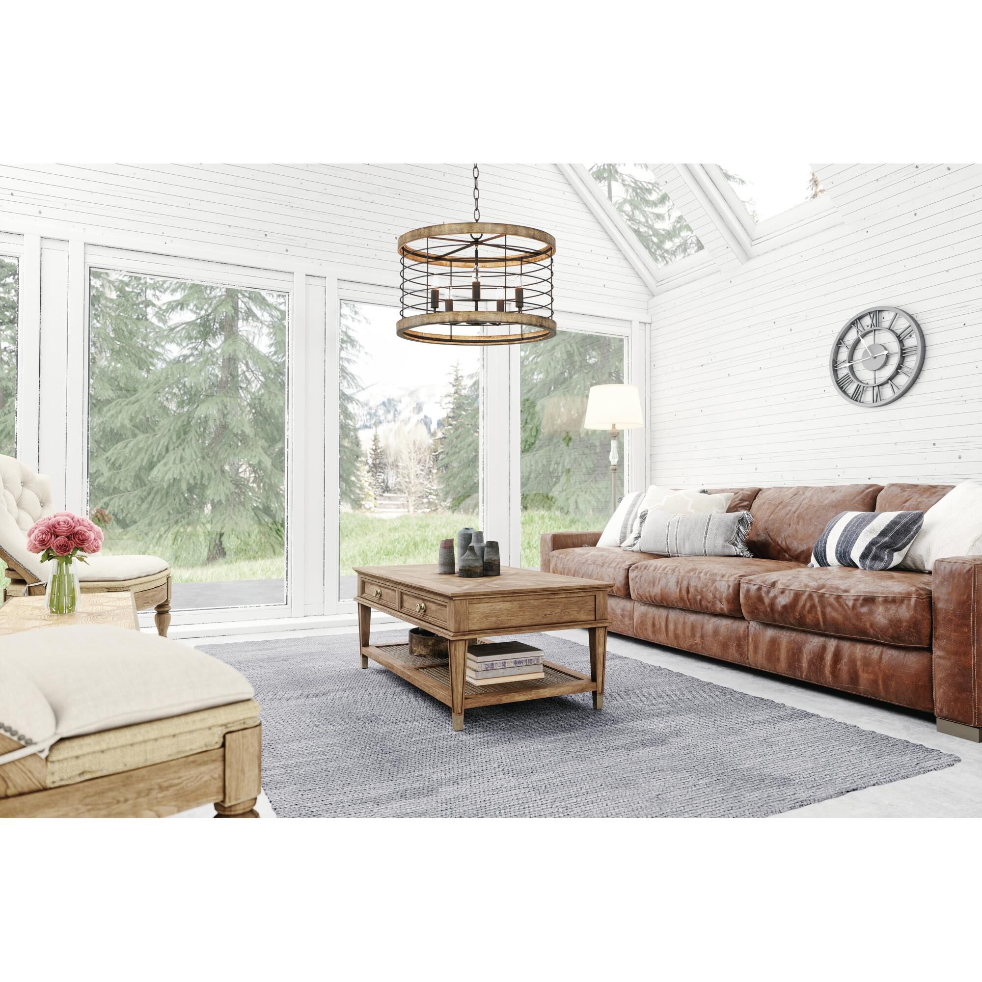 Shown in Driftwood / Black finish and Metal shade