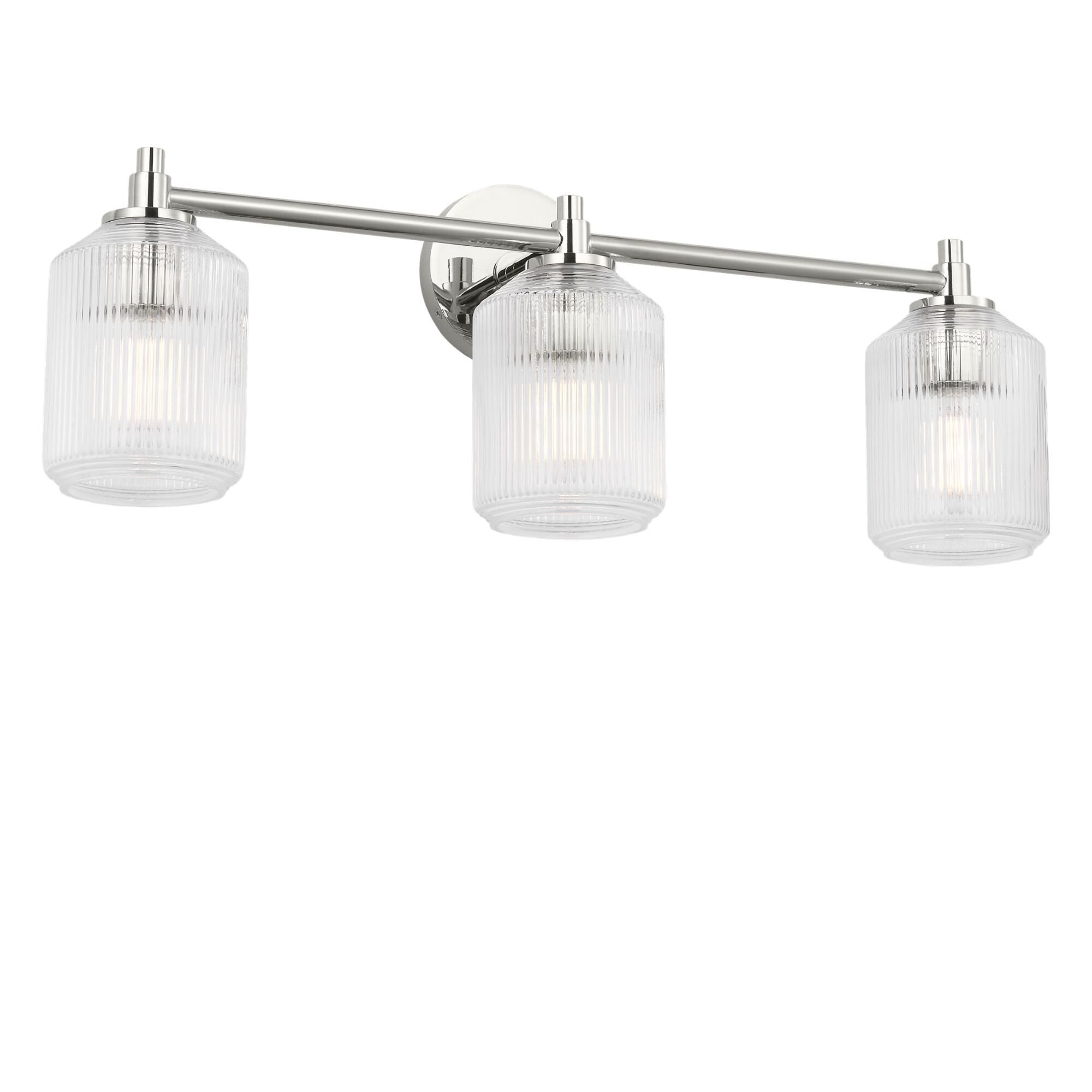 Shown in Polished Nickel finish and Clear Ribbed glass