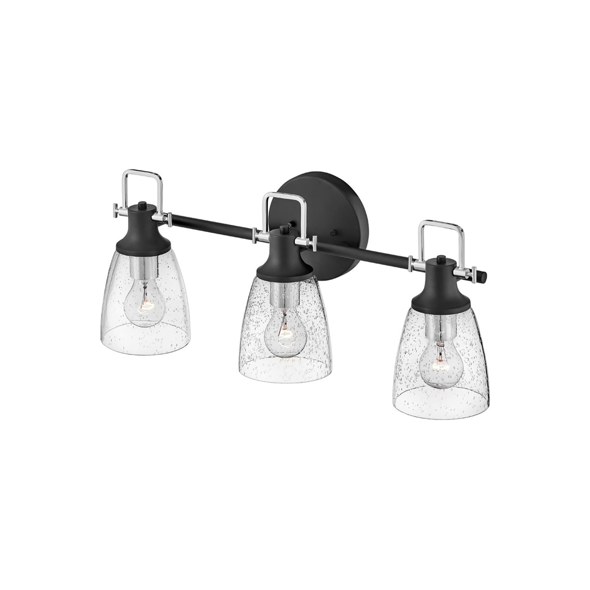 Shown in Black with Chrome finish and Clear Seedy glass