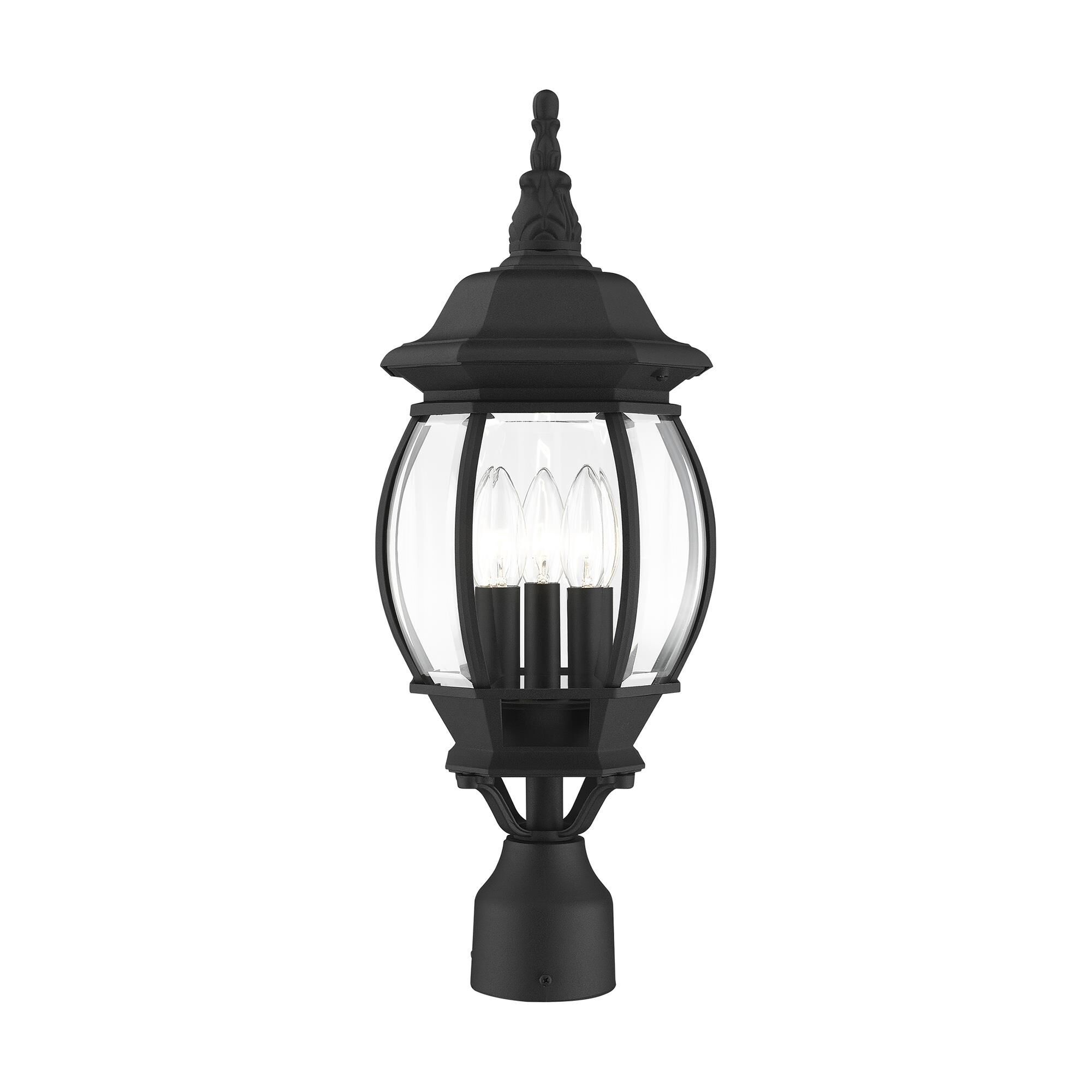 Shown in Textured Black finish and Clear Beveled glass and Clear Beveled Glass shade