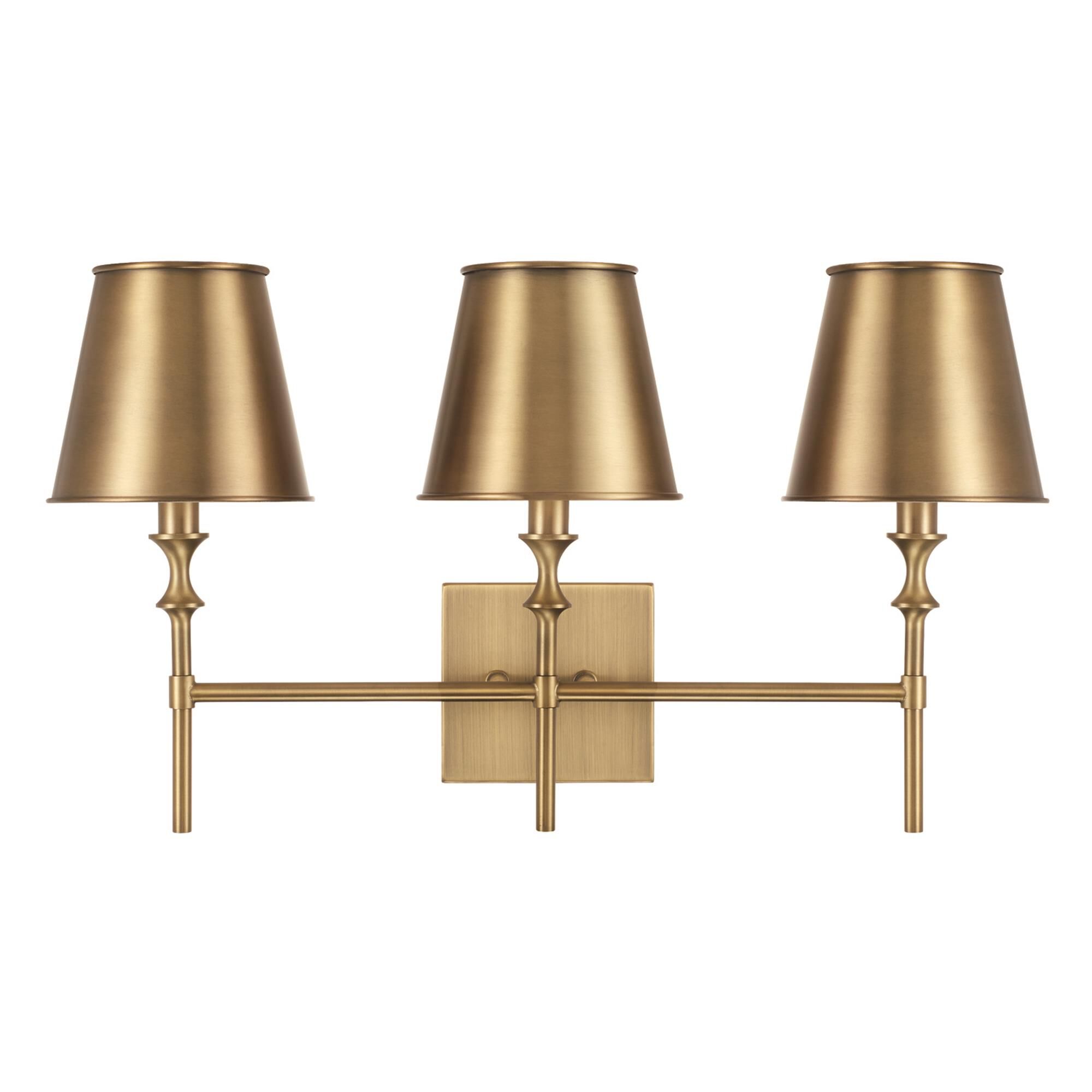 Shown in Aged Brass finish and Aged Brass Metal  with White Interior shade
