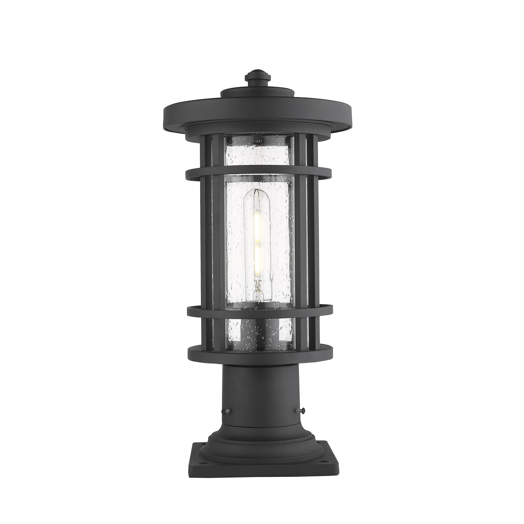 Shown in Black finish and Glass shade