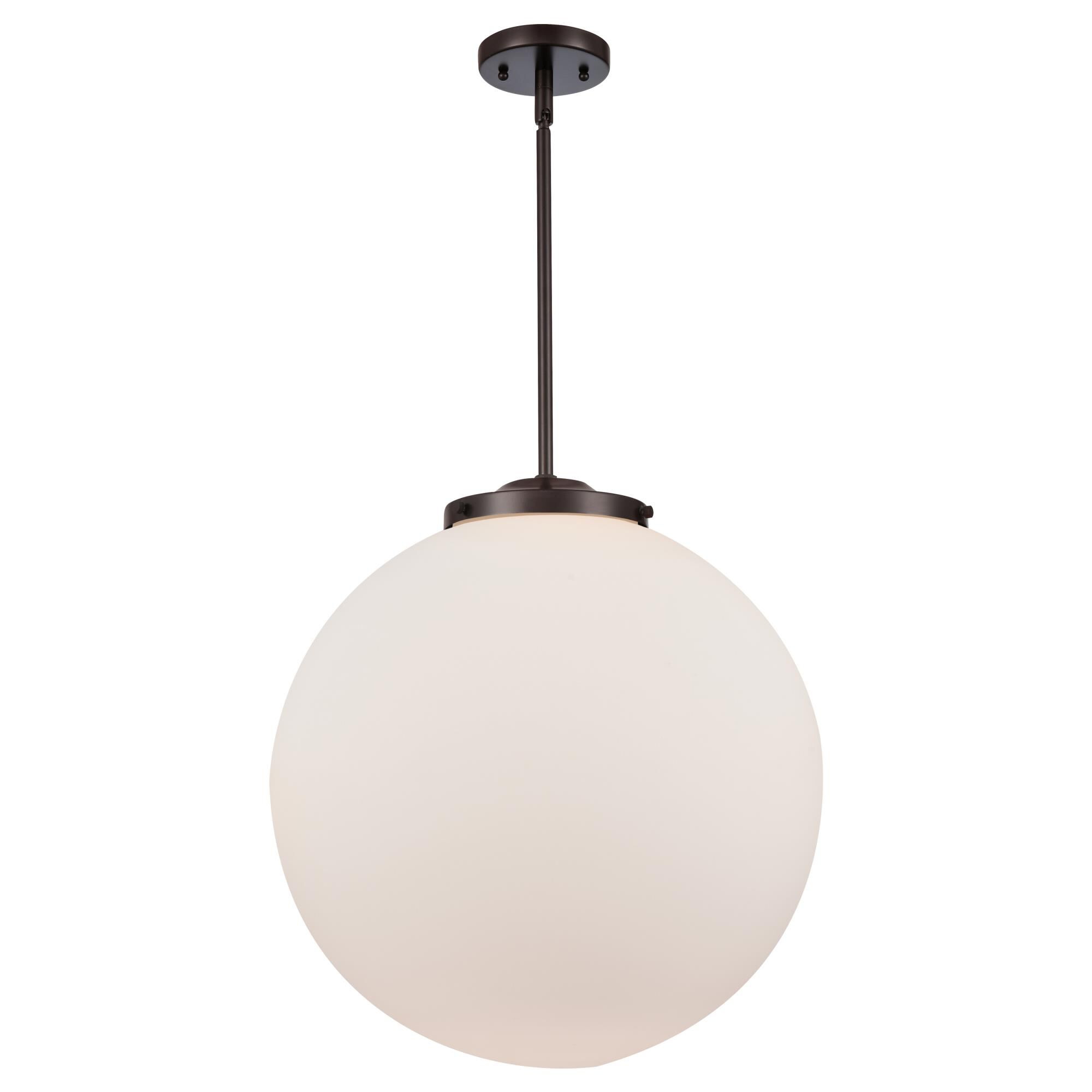 Shown in Oil Rubbed Bronze finish and Matte White Cased Beacon glass