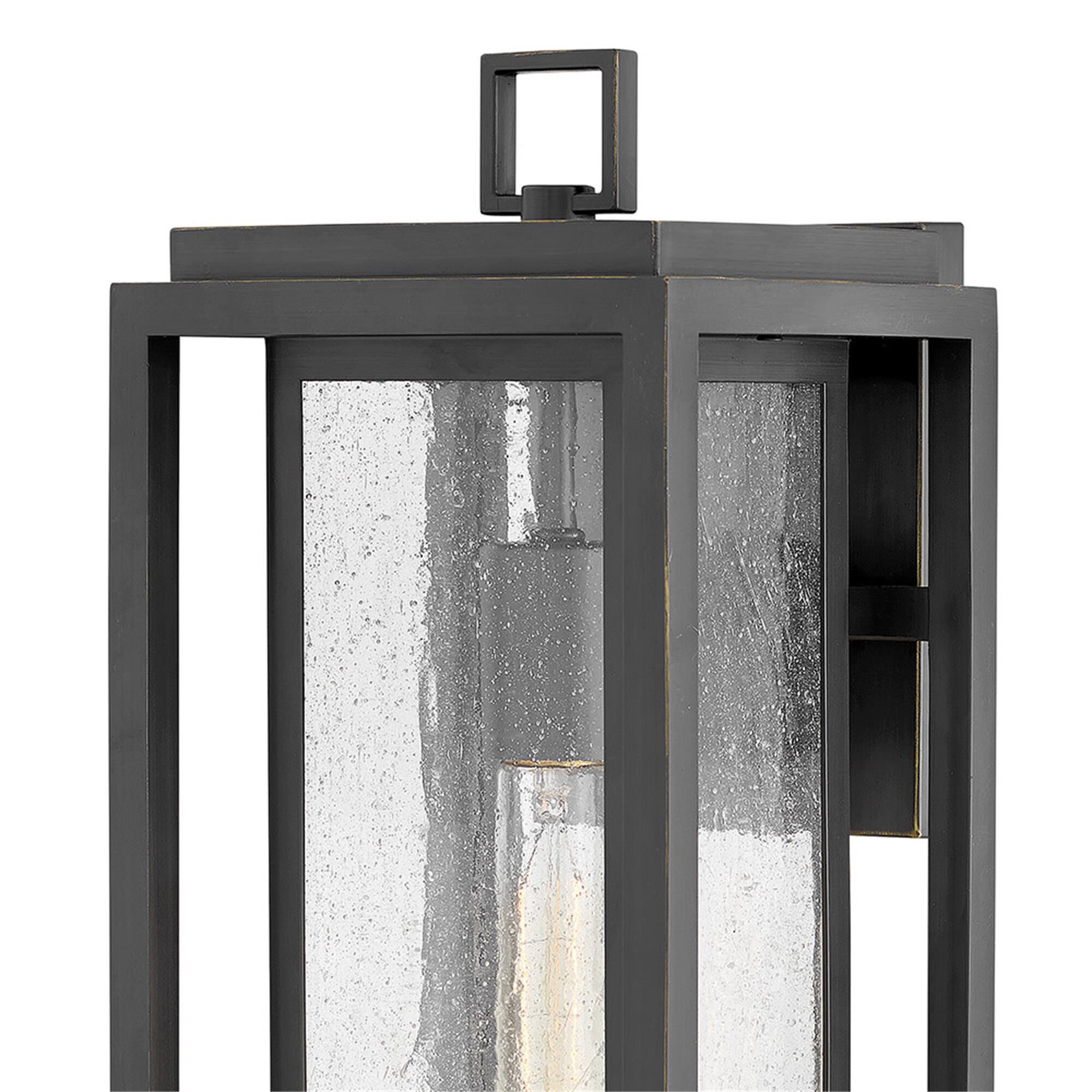 Shown in Oil Rubbed Bronze finish and Clear Seedy glass