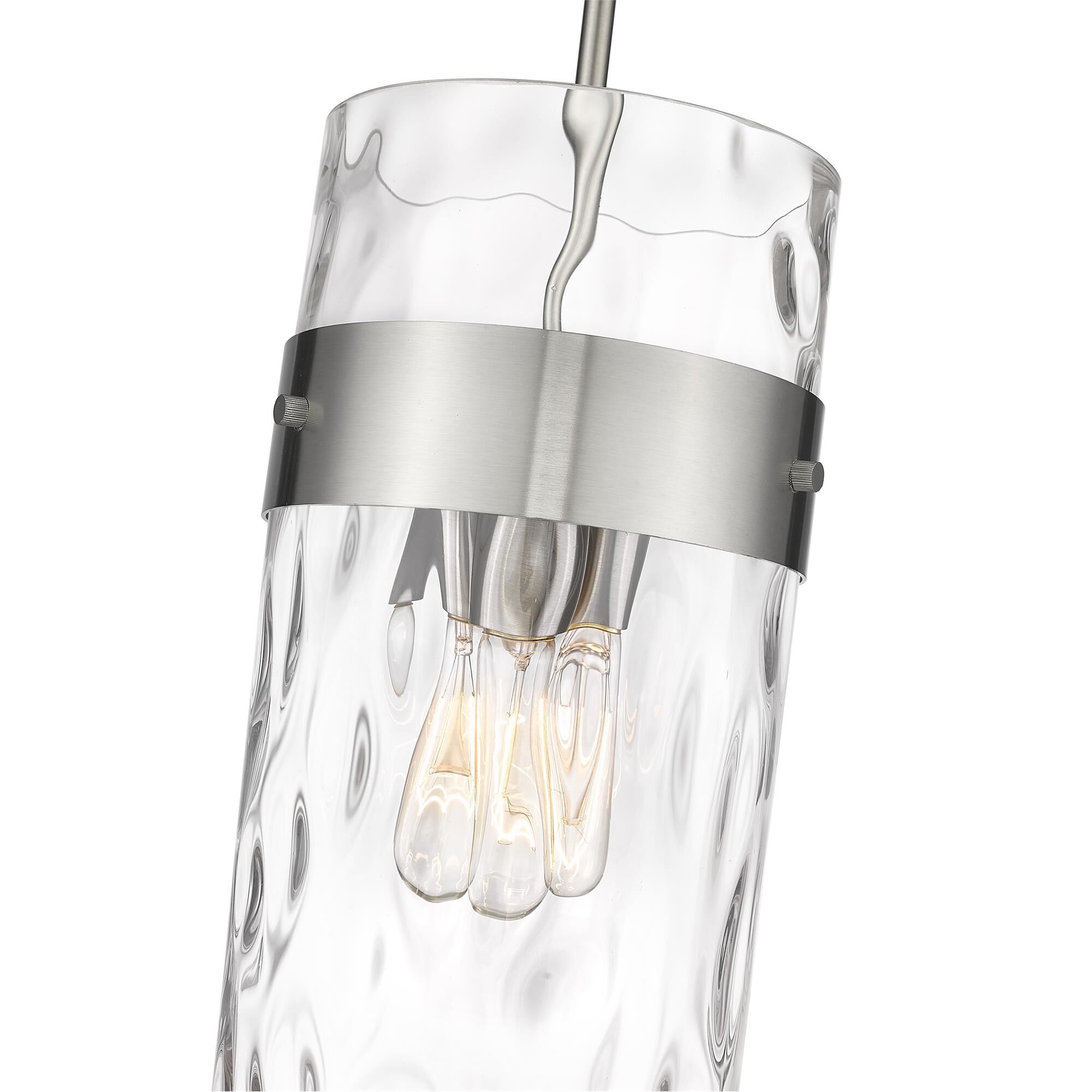 Shown in Brushed Nickel finish and Glass shade