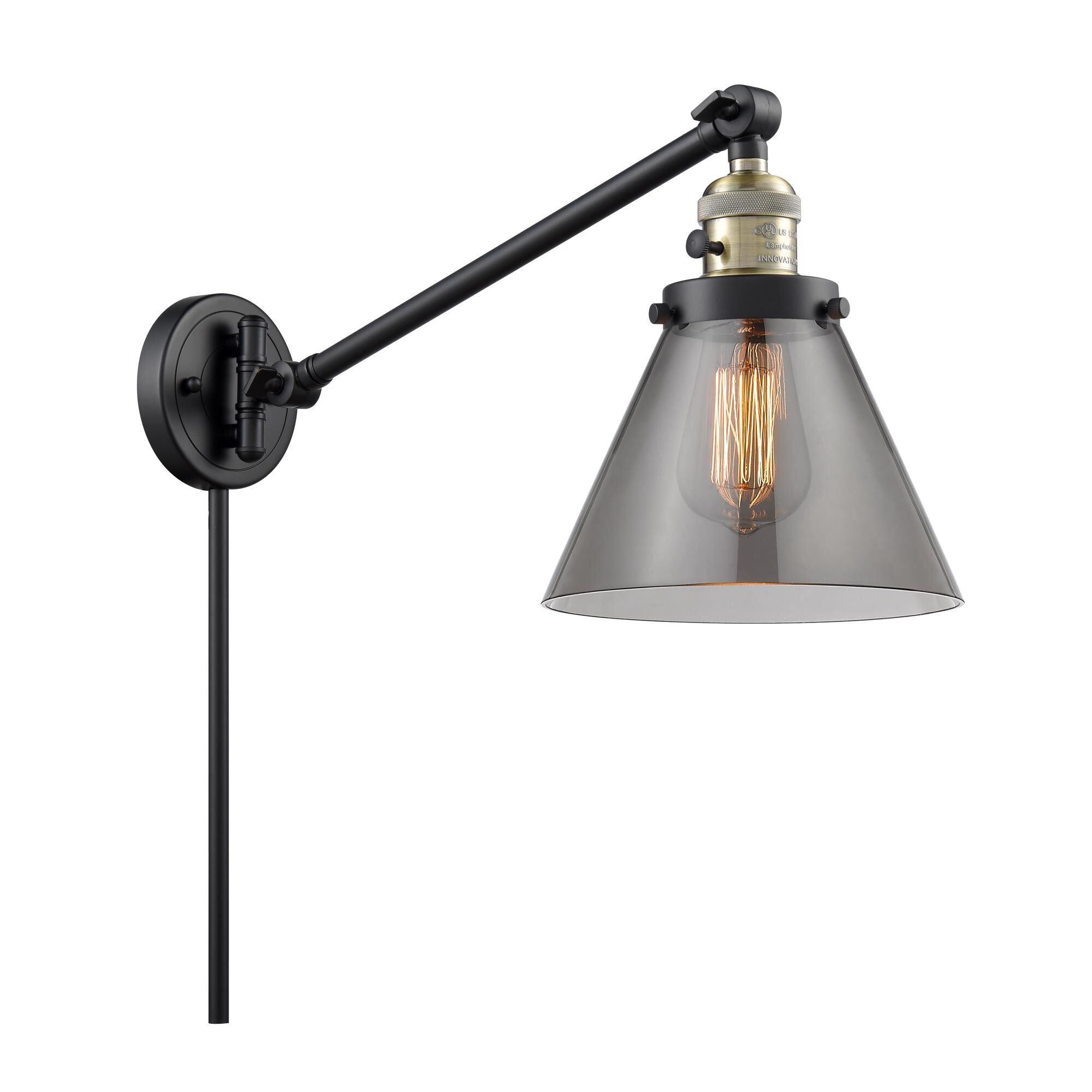 Bruno Marashlian Large Cone Wall Swing Lamp by Innovations Lighting