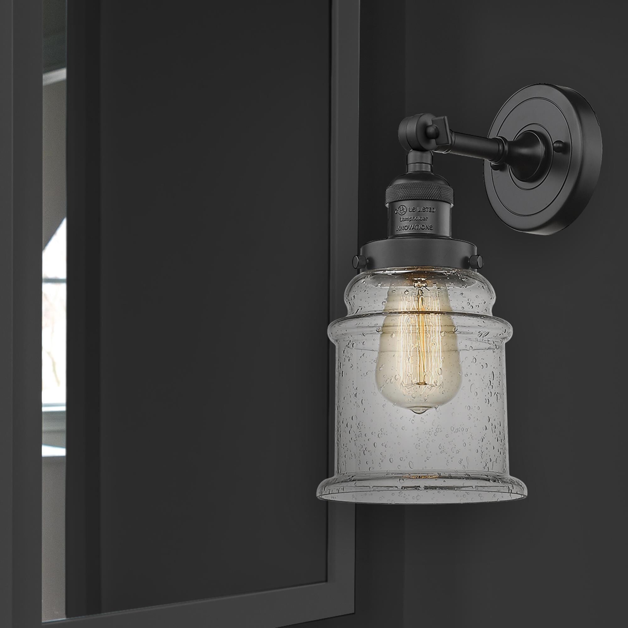 Shown in Matte Black finish and Seedy glass and No Accent accent