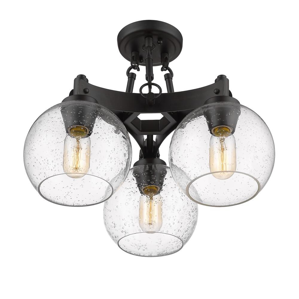 Shown in Rubbed Bronze finish and Seeded glass