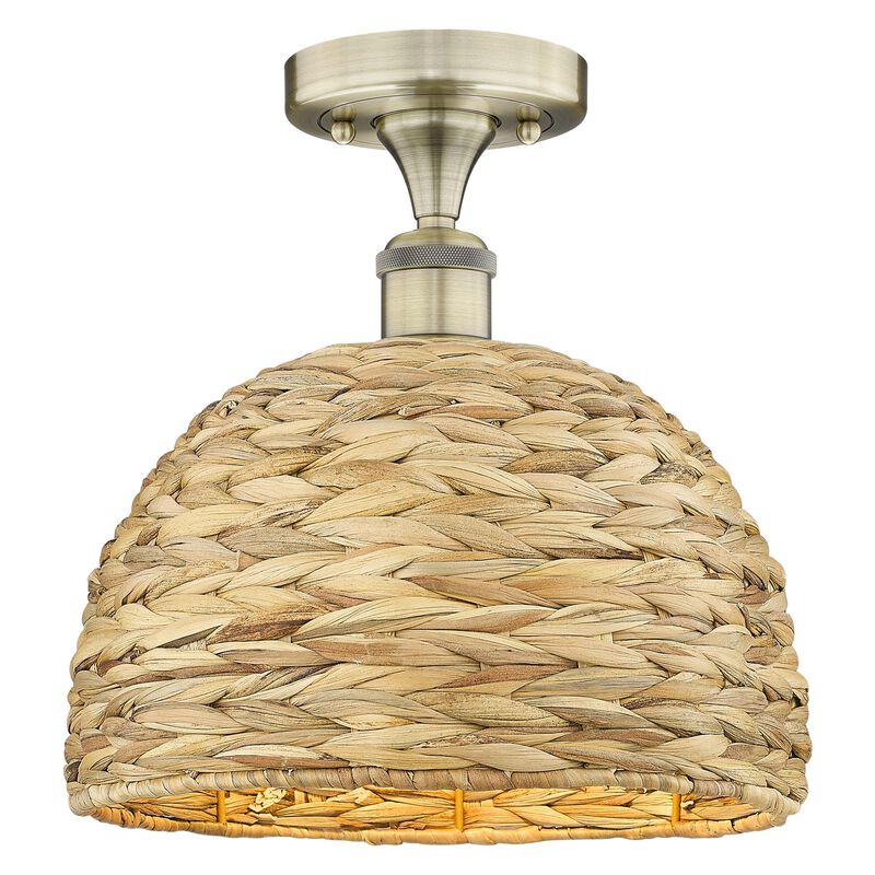 Bruno Marashlian Woven Rattan 12 Inch Semi Flush Mount by Innovations Lighting
