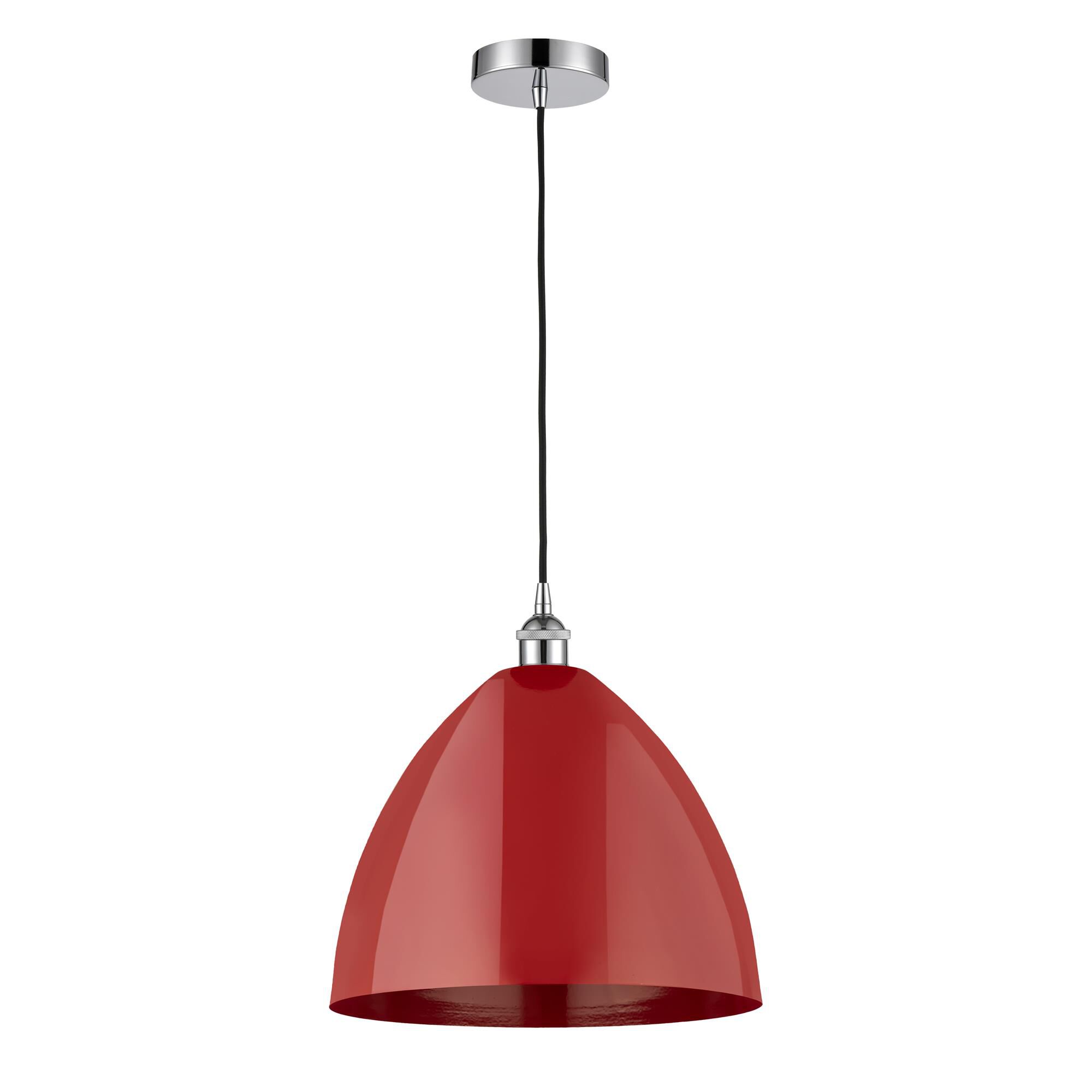 Shown in Polished Chrome finish and Red Plymouth Dome shade