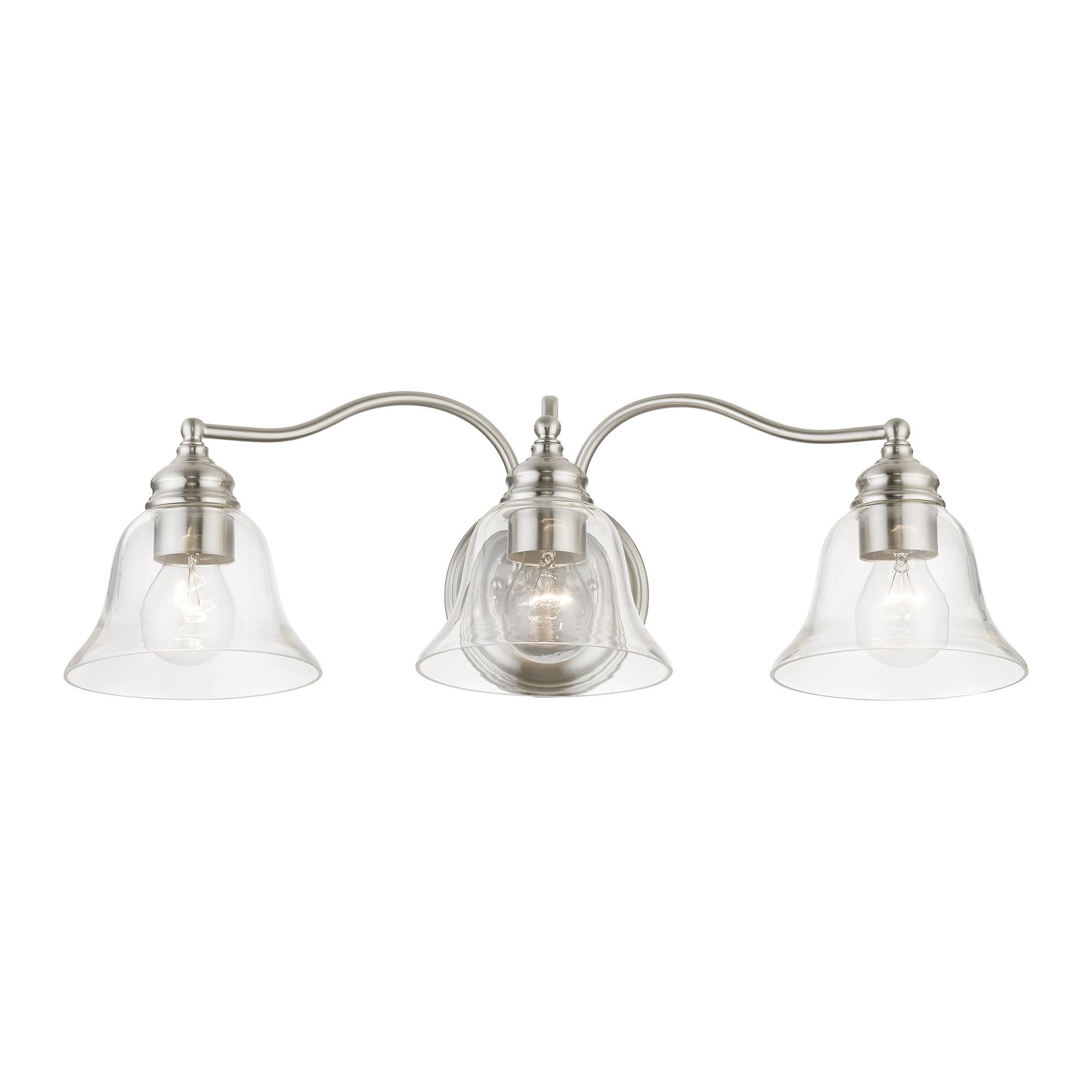 Shown in Brushed Nickel finish and Hand Blown Clear glass