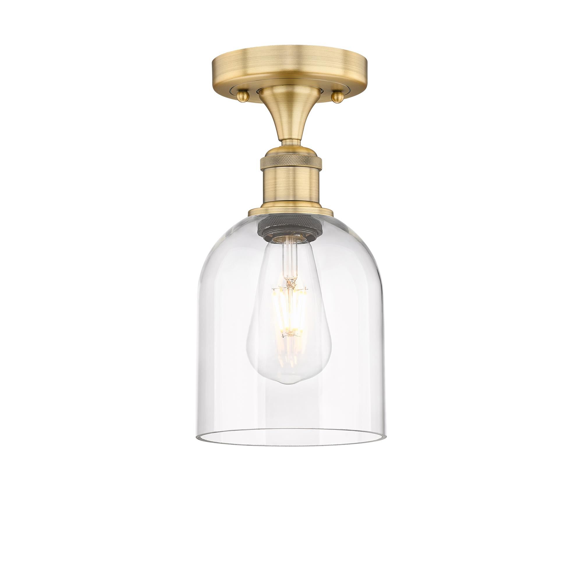 Shown in Brushed Brass finish and Clear glass