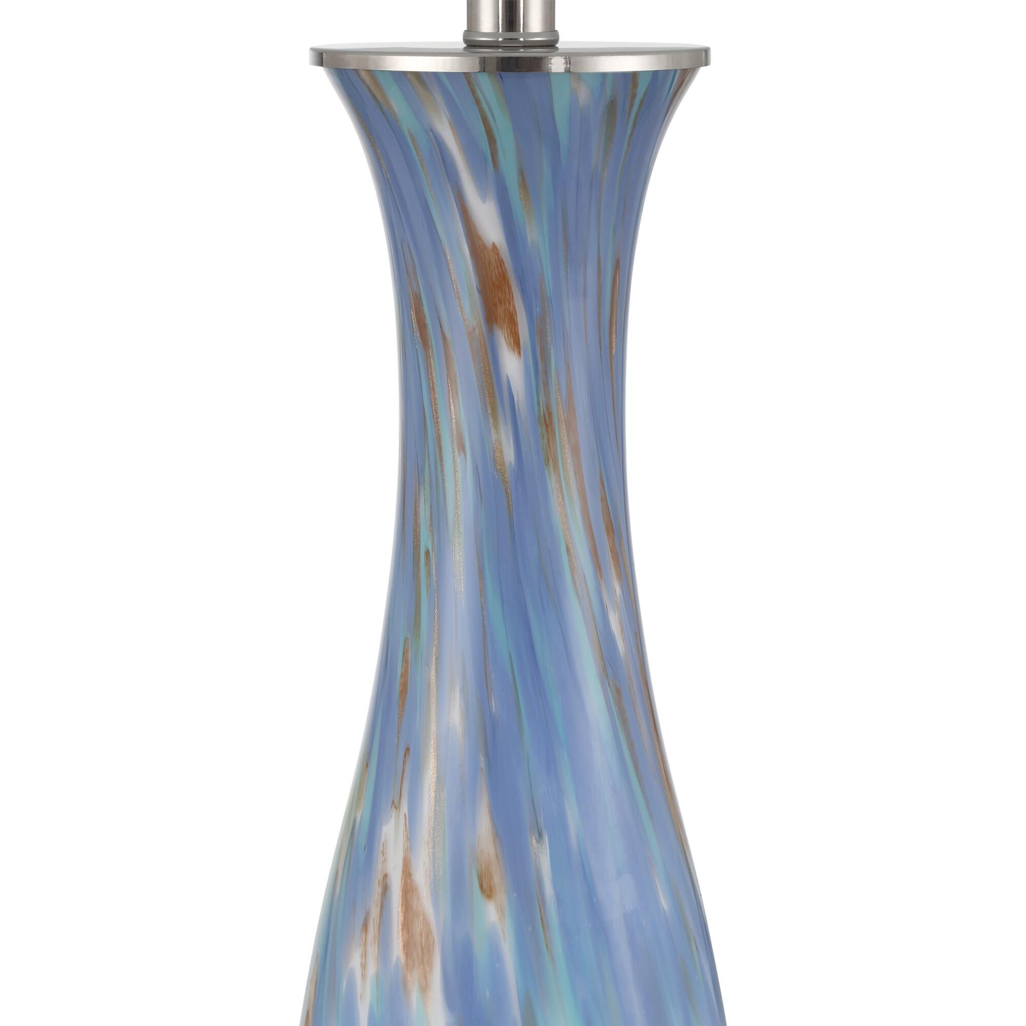 Shown in Blue and Pale Brown finish and Ash Blue Ramie/Cotton/Ombre Shirr Pleats shade