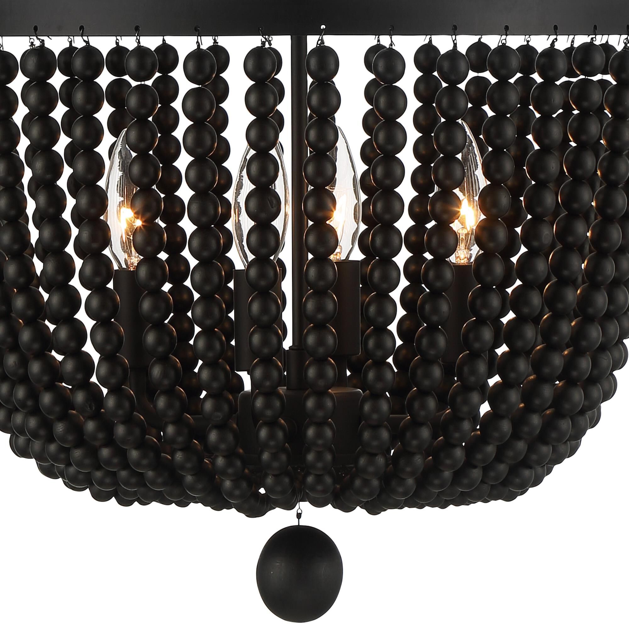 Shown in Matte Black finish and Black Wood Beads crystal