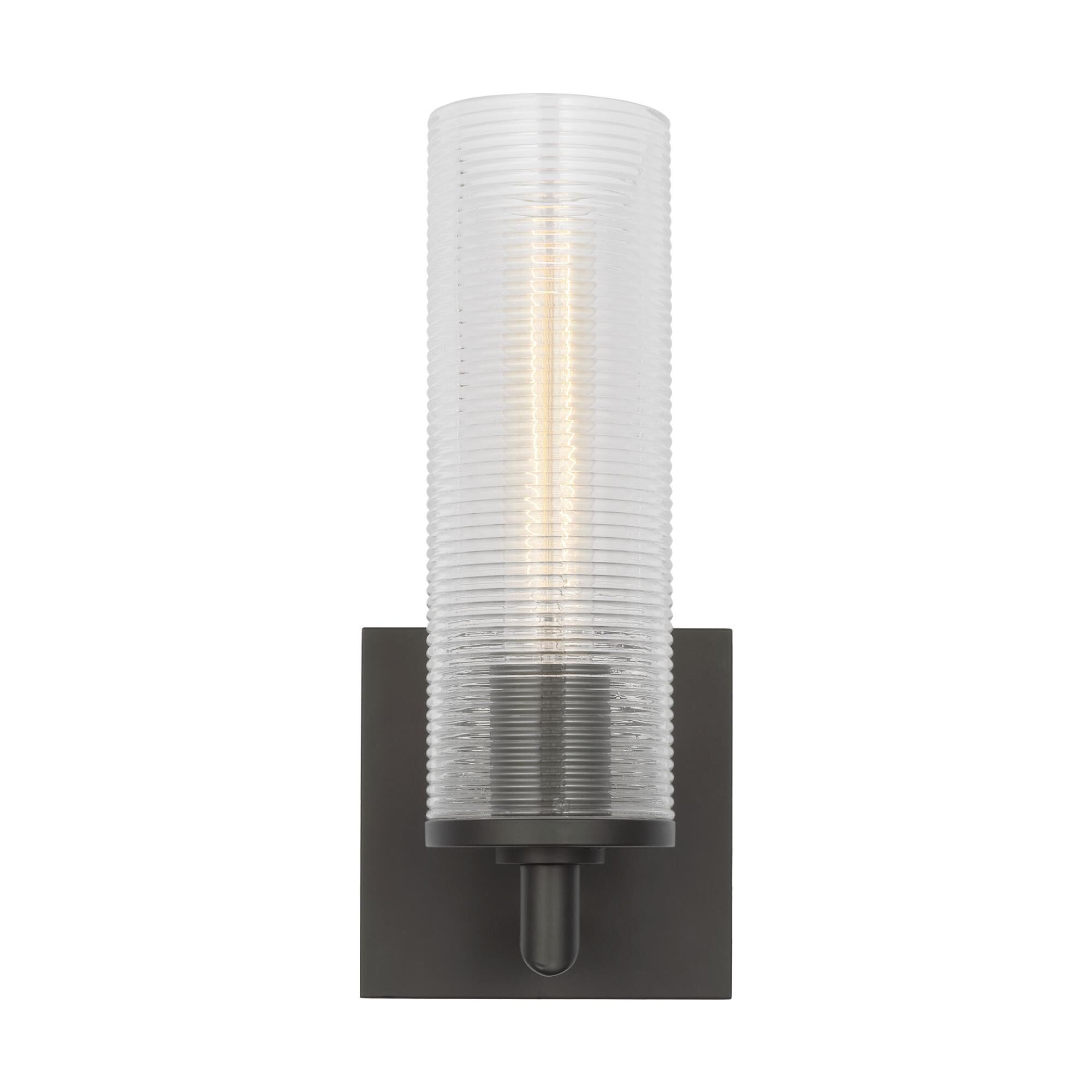 Shown in Midnight Black finish and Clear Ribbed glass