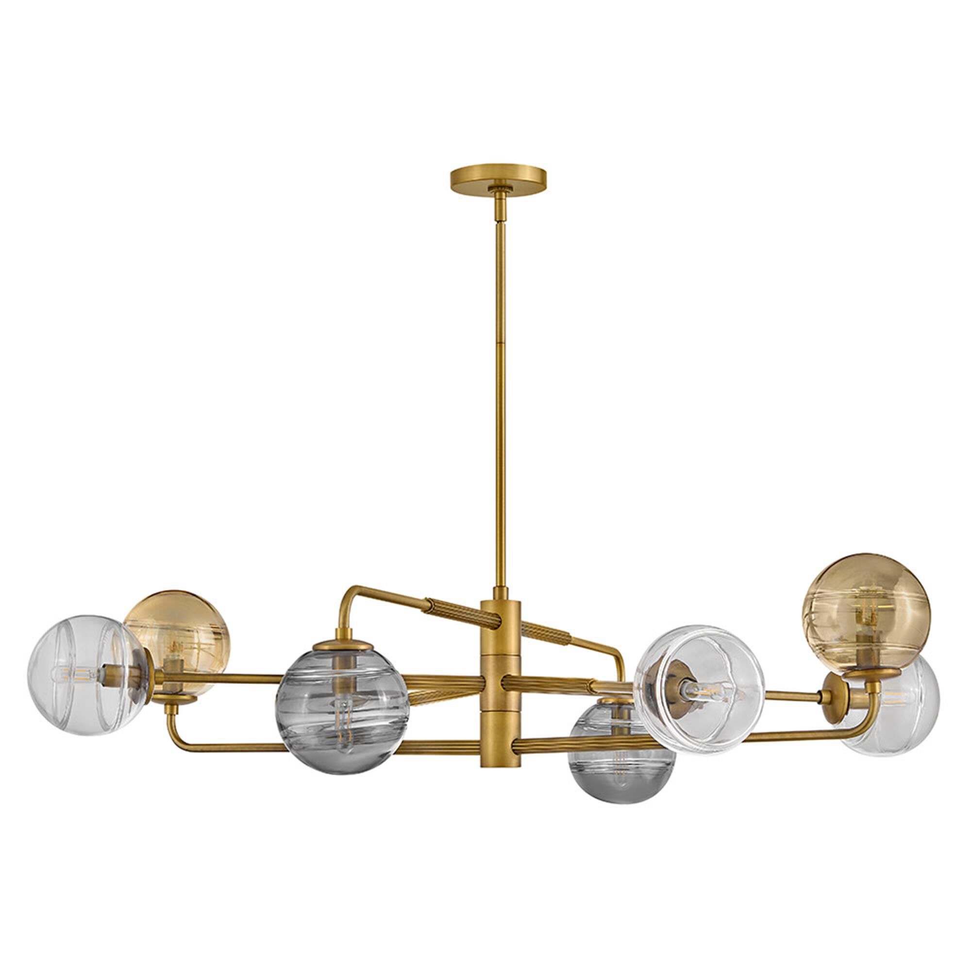 Shown in Heritage Brass finish and Multi-Colored Swirl glass