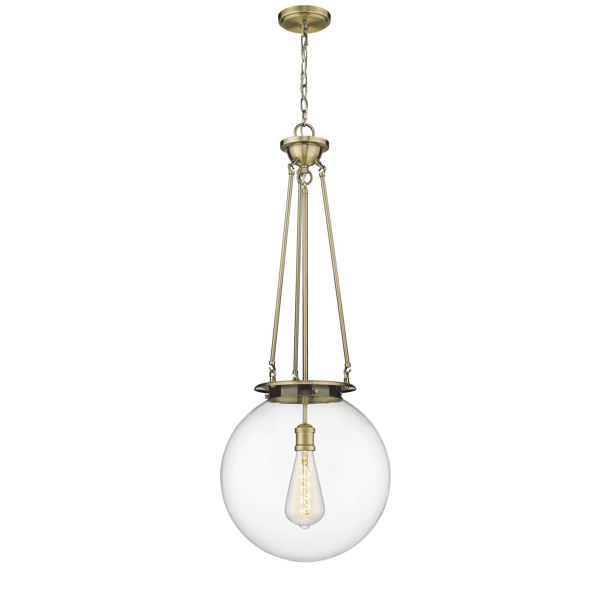 Shown in Antique Brass finish and Clear glass