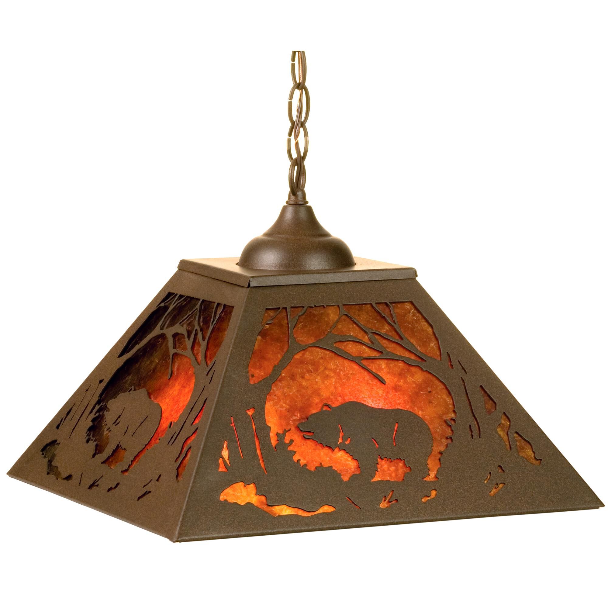 Shown in Cafe Noir finish and Amber Mica glass