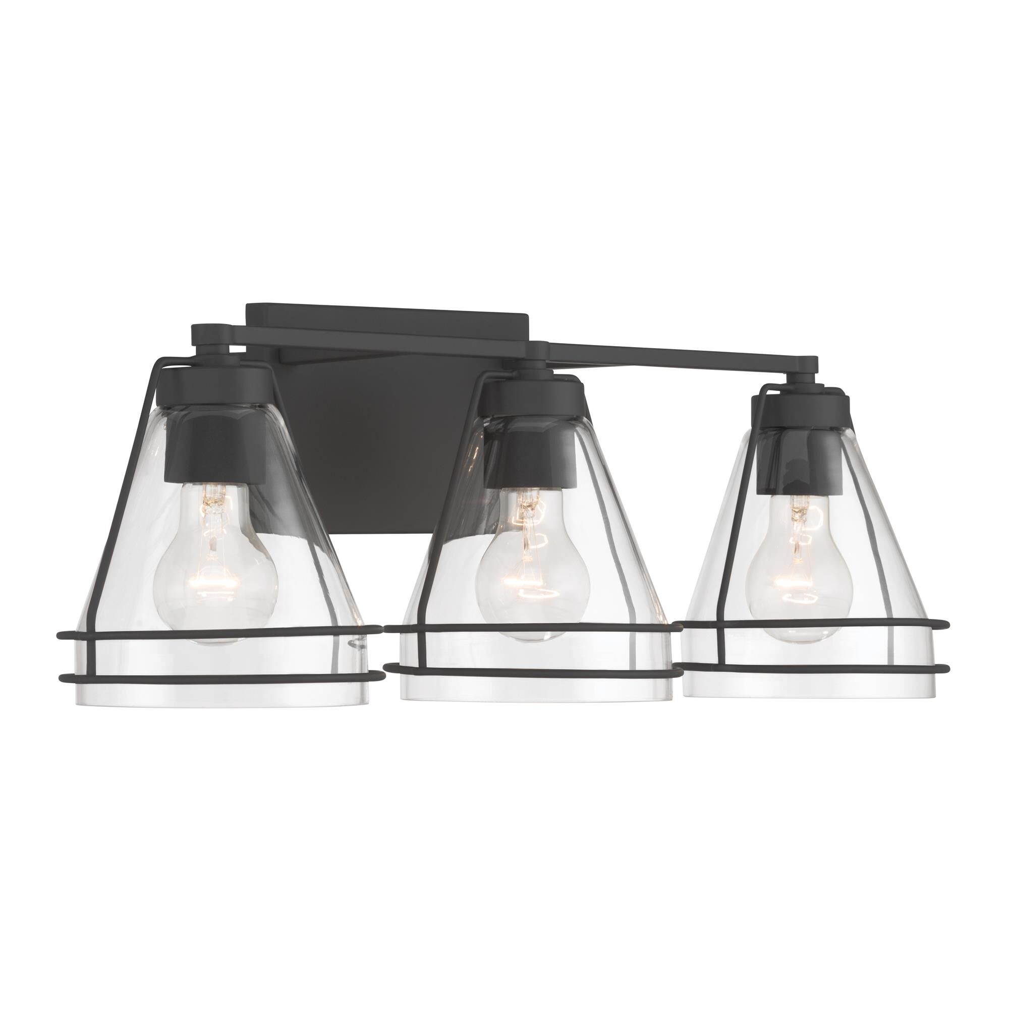 Shown in Dark Matte Black finish and Clear glass