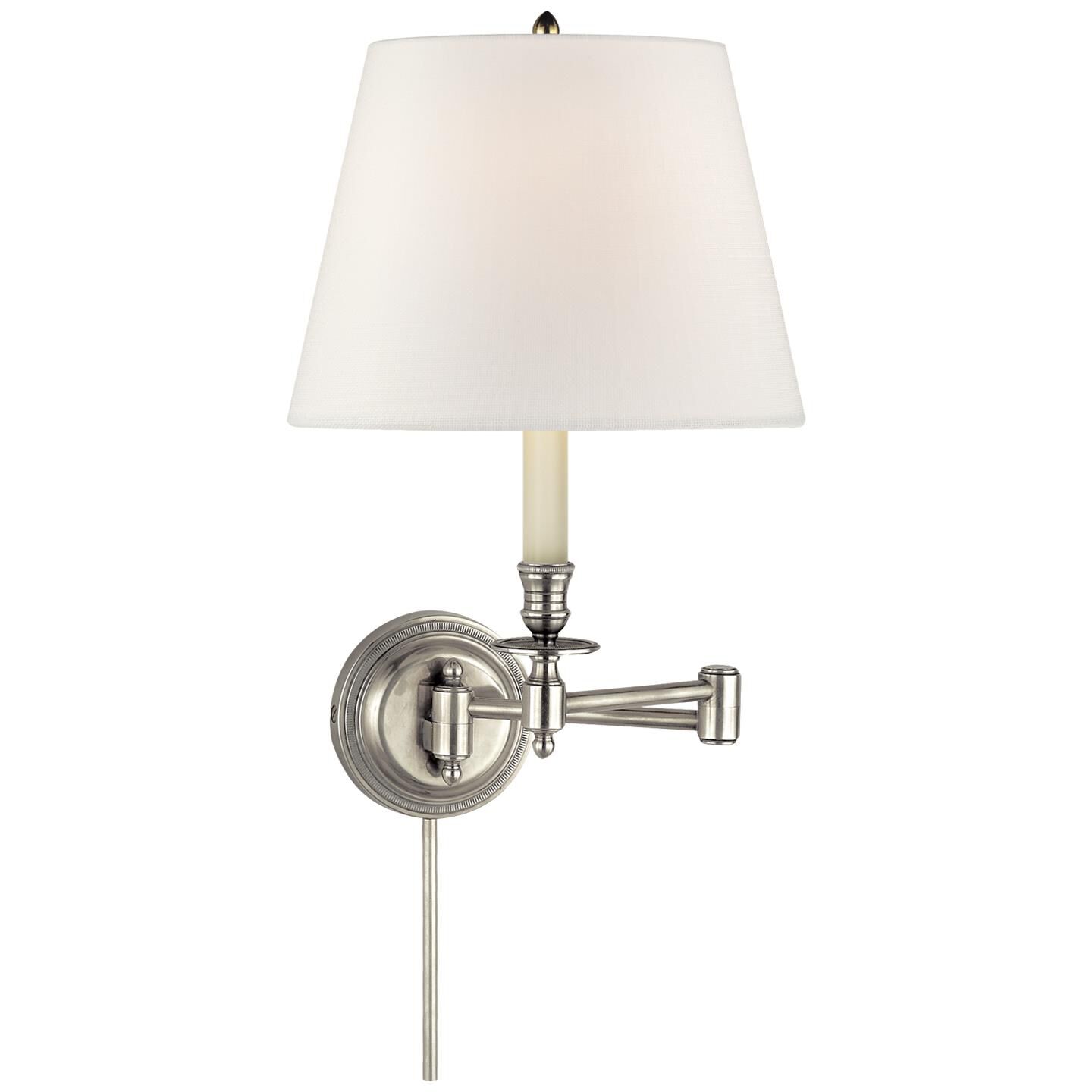Shown in Antique Nickel finish and Linen shade