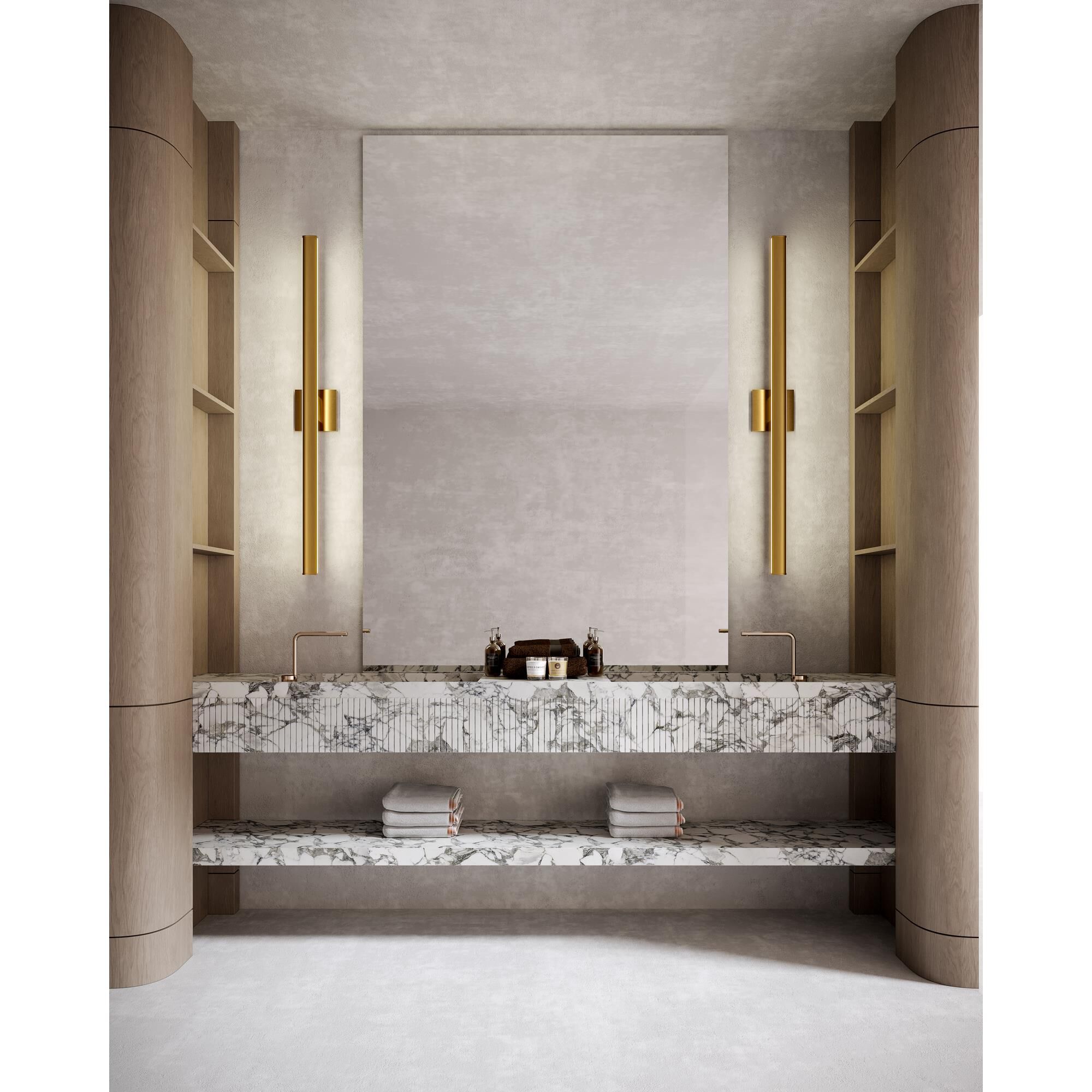 Shown in Brushed Gold finish and White Polycarbonate Diffuser glass