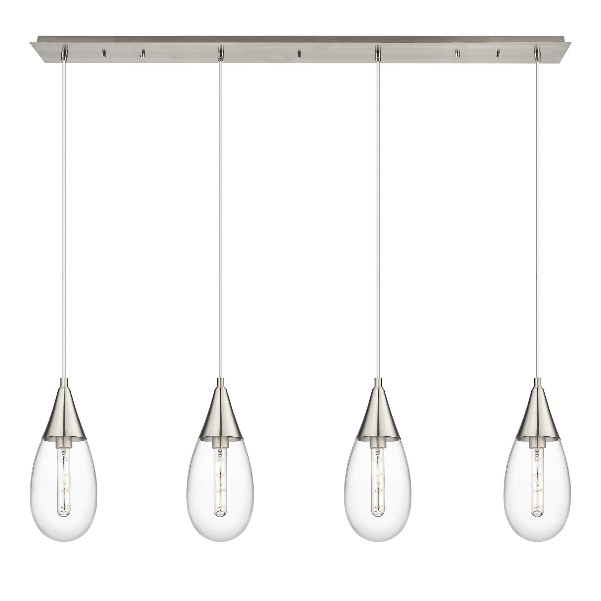 Shown in Brushed Satin Nickel finish and Clear glass and Clear Glass shade