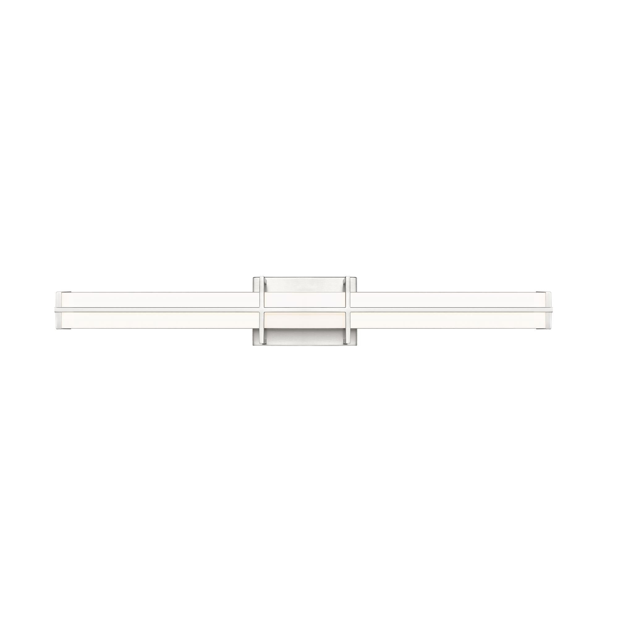 Shown in Brushed Nickel finish and Frosted glass and Frosted shade