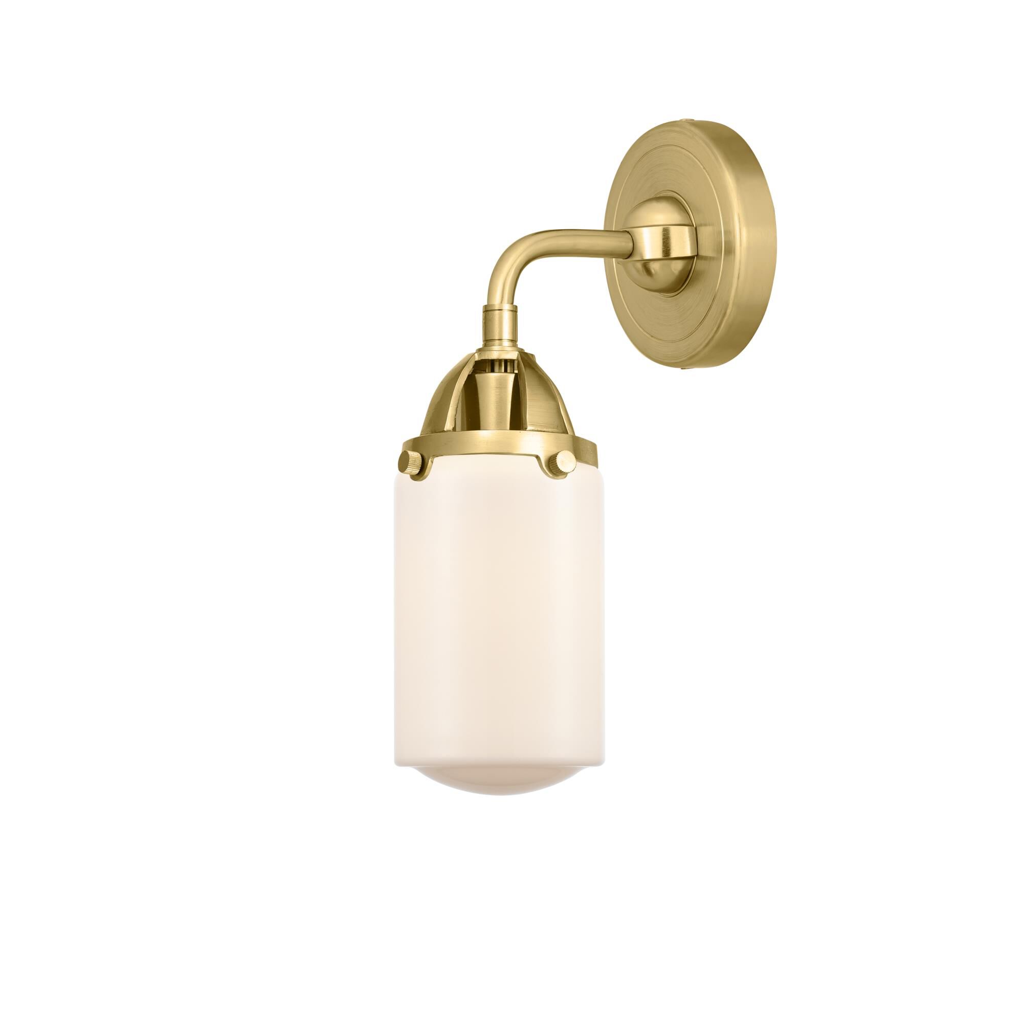 Shown in Satin Gold finish and Matte White glass