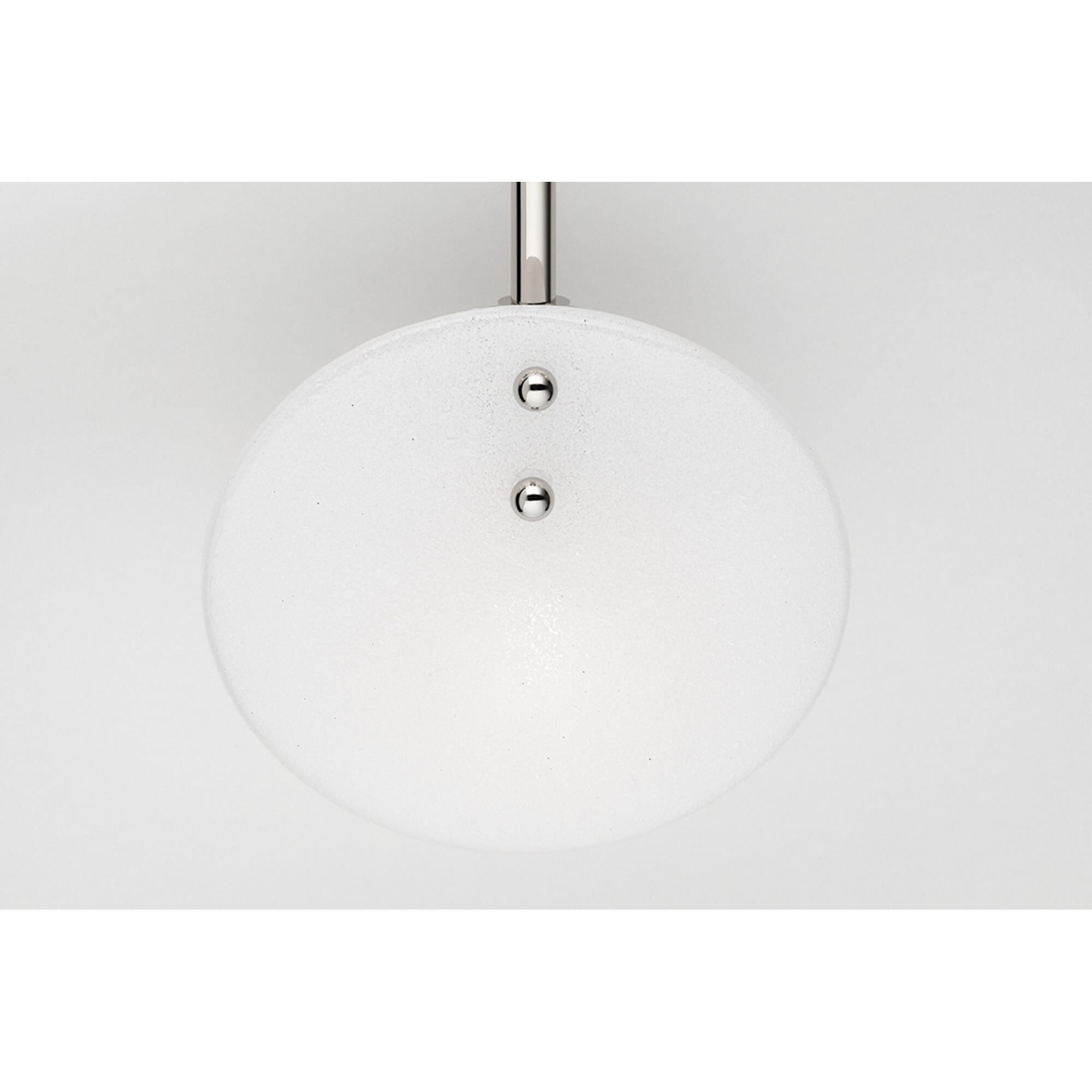 Shown in Polished Nickel finish and White Candy glass and White Candy shade